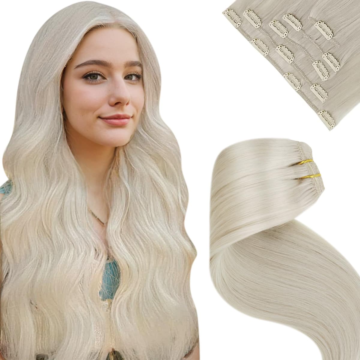 LaaVoo Hair Extensions Clip in Real Human Hair Brown Clip in Hair Extensions Dark Brown Remy Straight Hair Full Head Double Weft 80g 5pcs 14 Inch #4 — view 24