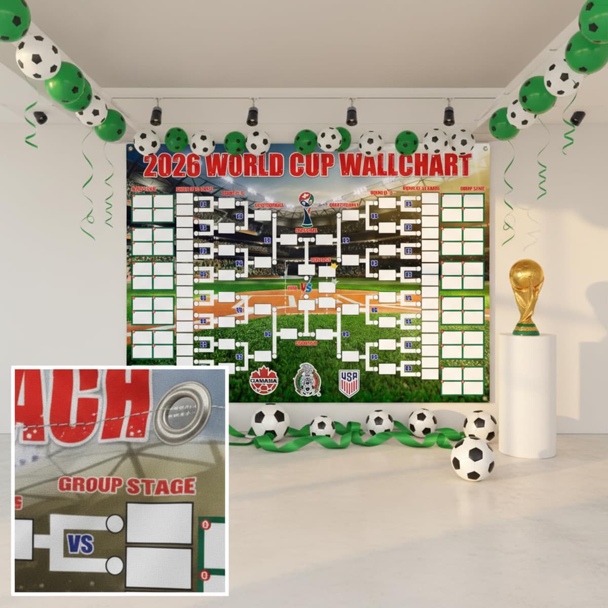 YUNLIJIA World Cup Football 2026 Interactive Tournament Wallchart 180x110cm 48-Team Tournament Backdrop Stadium Edition Wallchart Bedroom And Living Room Display Crazy Football Fan Great Gifts — view 4
