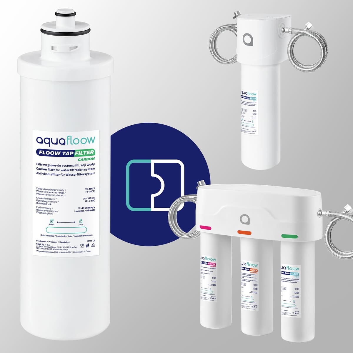 Aquafloow CB Filtro de Agua para Sombreado, Filtro de Bloque para Reducción de Cloro y Compuestos Orgánicos, Mejora del Sabor y la Claridad del Agua, Compatible con Aquafloow, hasta 18 Meses — view 2