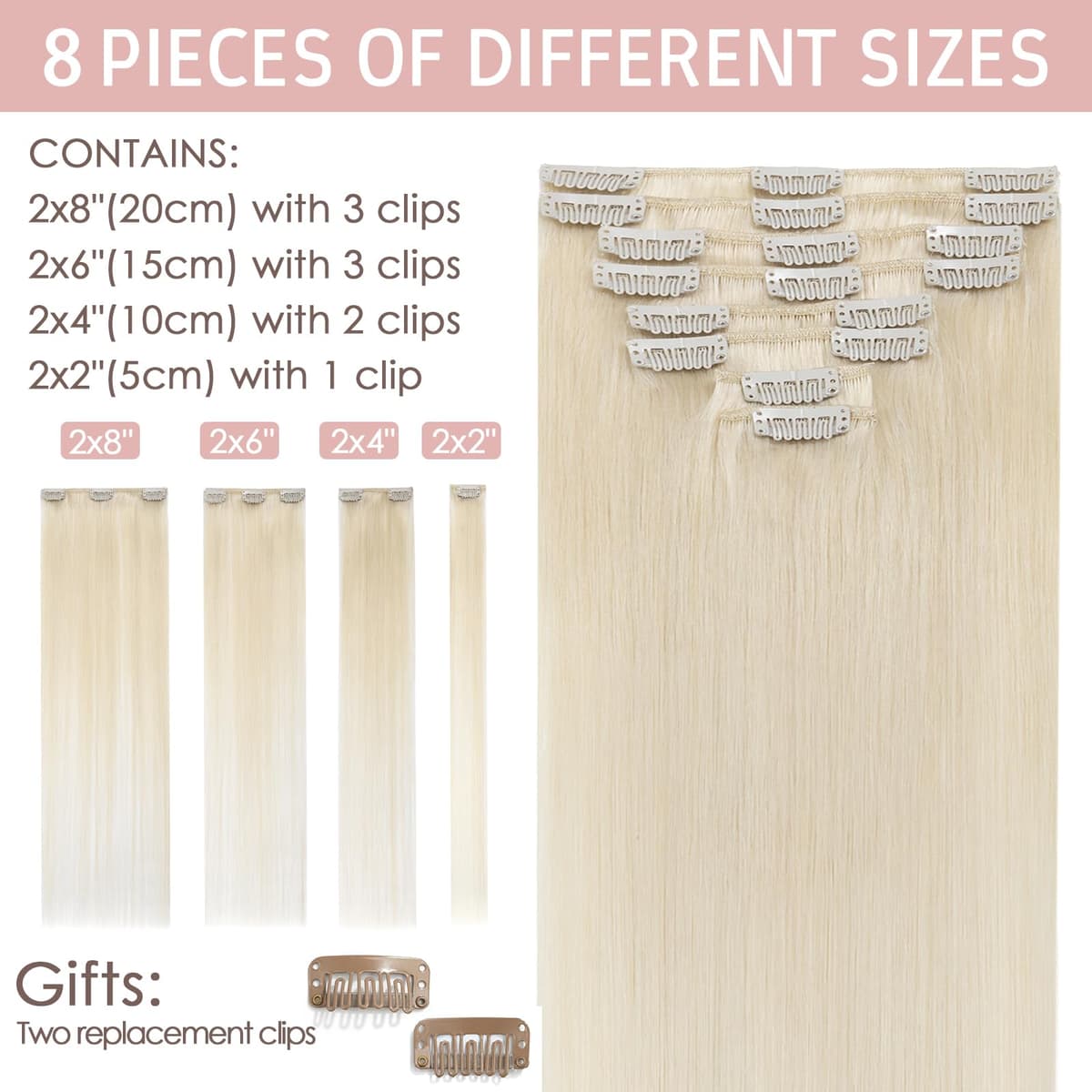 Silk-co 10inch Hair Extensions Clip in Hair Extension Human Hair #04 Medium Brown -Basic Thickness-Thin Weft- 8 Pieces Real Remy Straight Hair Extensions[50g] — view 188