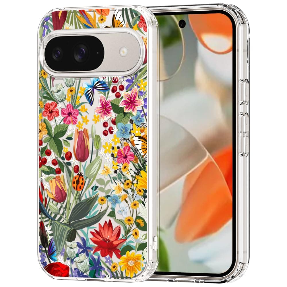 MOSNOVO Case for Google Pixel 9 & Pixel 9 Pro, [Buffertech 6.6ft Military-Grade Drop Protection] [Anti Peel Off Tech] Clear TPU Bumper Phone Case Cover Design - Eucalyptus — view 35