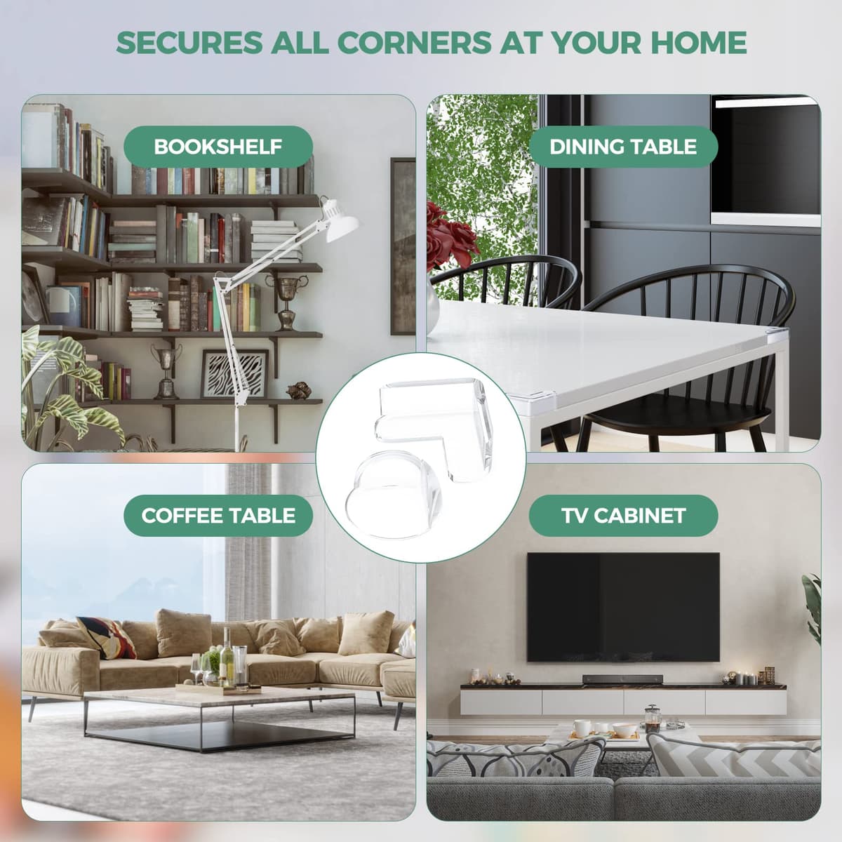 Peakally Corner Protectors for Baby Pack of 12, Thick Table Furniture Edge Protectors for Kids with Strong Adhesion, Corner Guard & Edge Safety Bumpers Clear - 6 R and 6 L — view 5