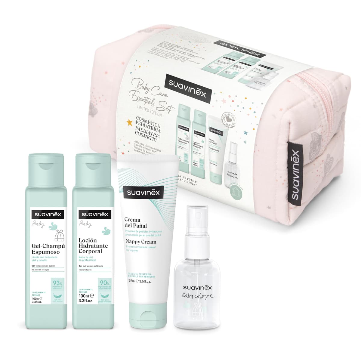 Suavinex, Neceser para Bebés de Tela, Set Regalo Bebé Recién Nacido con Cosmética: Gel Champú 100 ml + Loción Hidratante 100 ml + Crema Pañal 75 ml + Baby Cologne 50 ml. Formato Viaje. Azul Dreams — view 13