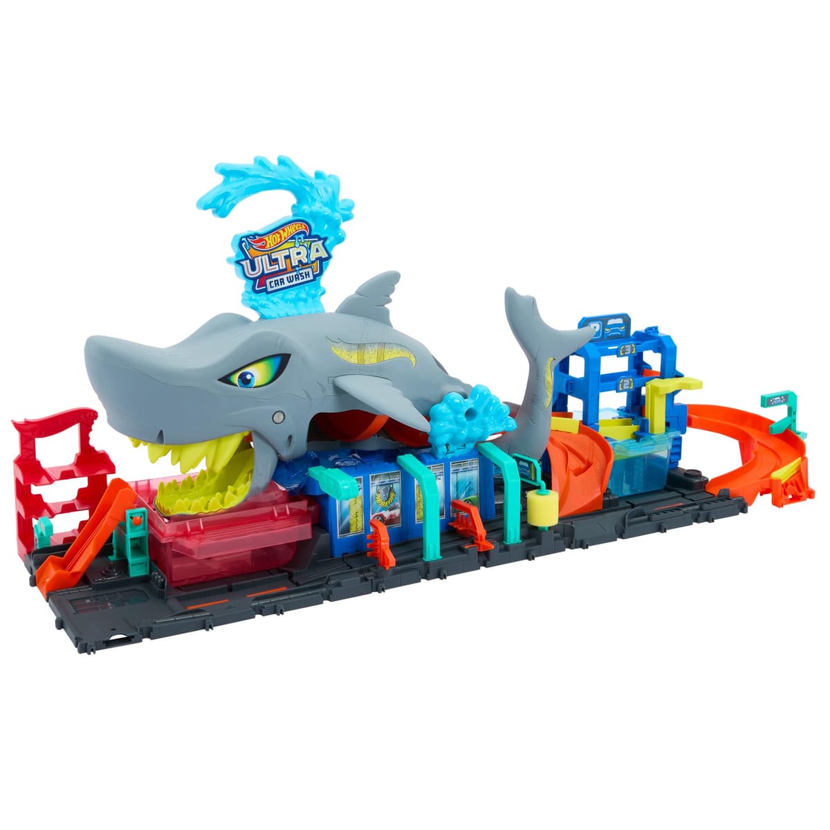 Hot Wheels Let's Race Netflix - City Toy Car Track Set, Ultra Shark Car Wash with 1:64 Scale Color Reveal Toy Car, Repeat Color-Change Feature, Storage, HTN82 — view 4