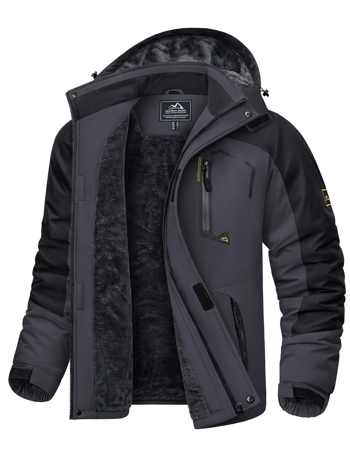 KEFITEVD Hombre Impermeables Lana Chaquetas Impermeables Esquí Cálidos Invierno Abrigos Térmicos Exteriores Abrigos con Capucha Desmontable