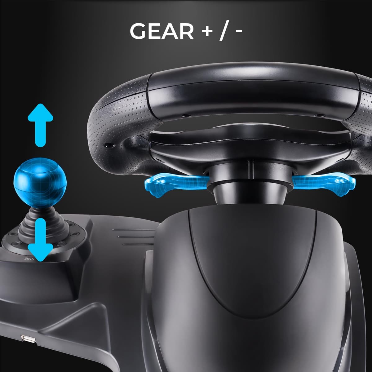 Subsonic - Volante Superdrive GS550 - Volante de carreras con Palanca de Cambios, Levas y Pedales. Rotación de 270° y Vibraciones. Para Switch 2 / Switch, PS4, Xbox Series X/S, Xbox One y PC - Negro — view 3