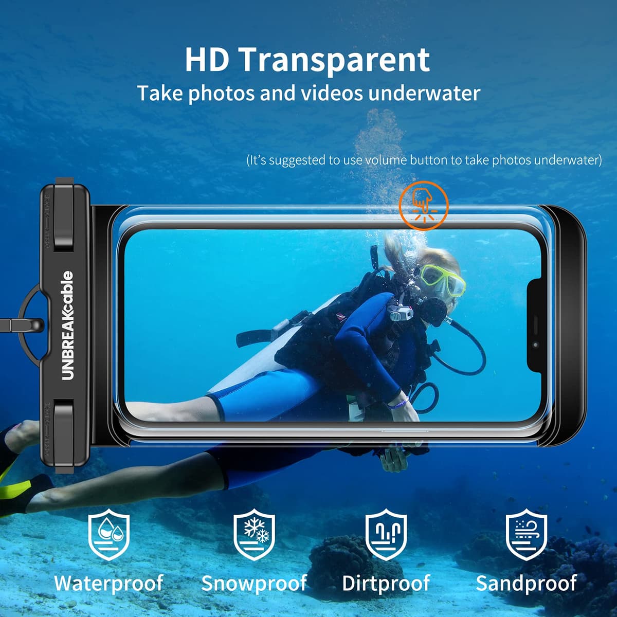 UNBREAKcable Waterproof Phone Case, 2-Pack IPX8 Universal Waterproof Phone Pouch Dry Bag for iPhone 17 16 15 14 13 12 11 Pro Max XR SE 2022 Samsung S25 S24 S23 S22 Ultra Huawei P70 Mate 70 up to 7" — view 3