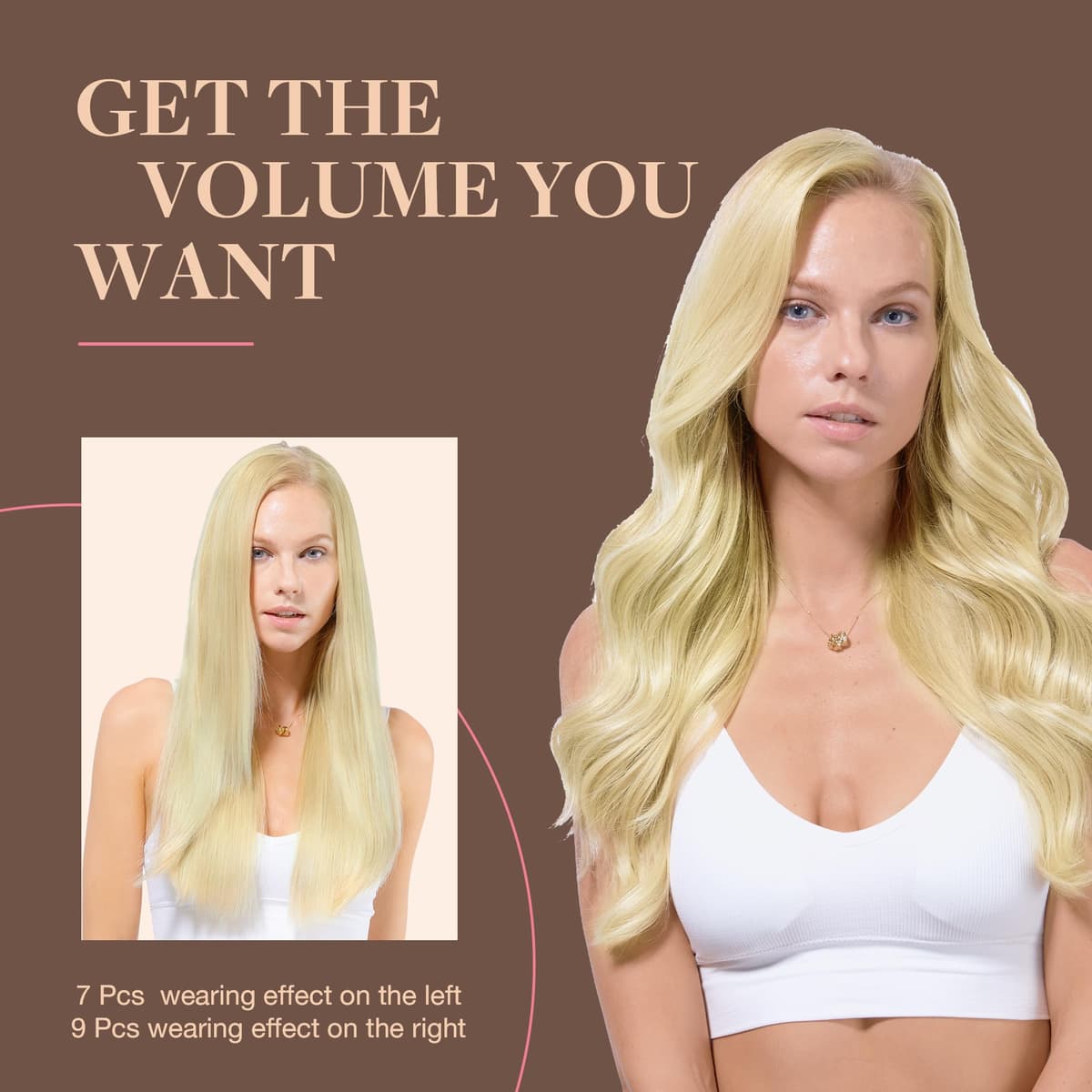 GOO GOO Clip in Hair Extensions Human Hair, 18inch 150g 9Pcs, #2 Dark Brown, Hair extensions for women, Human Hair Extensions Clip in — view 289