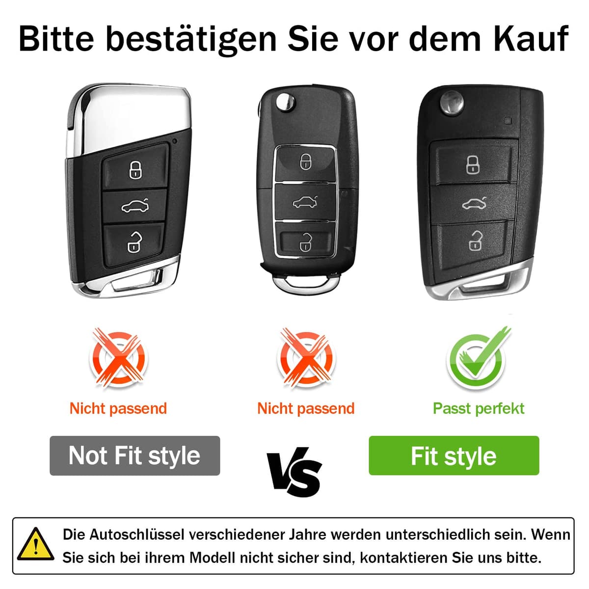 OATSBASF Car Key Case Key Case, Key Box Cover 3 Buttons (blue leather) — view 2