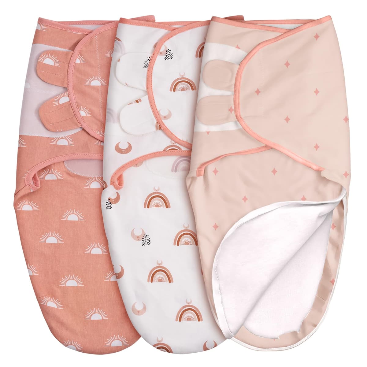 GLLQUEN BABY 3-Pack Organic Baby Swaddle Sleep Sacks for Newborn - Baby Swaddles 0-3 Months, Swaddle Sack, Rainbow & Sun, Blanket Wrap (Small/Medium) — view 20