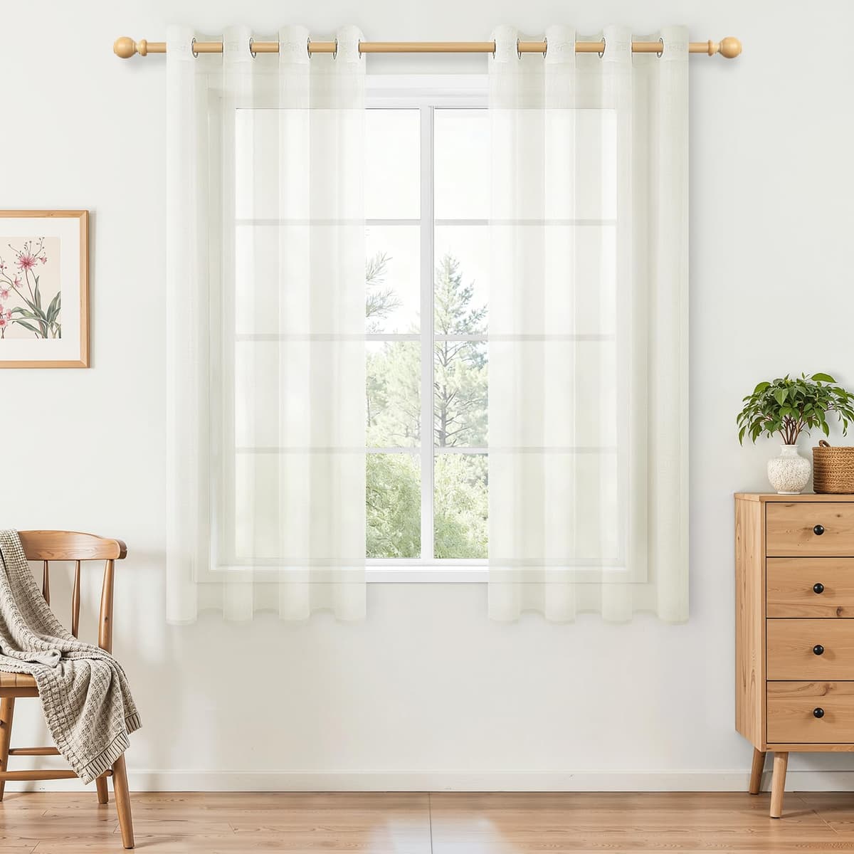 MRTREES Cortina para Ventana Dormitorio Translúcidas Visillos Paneles para Ventanas Sala para Niños Sala Comedor 2 Piezas 140×245cm Blanco — view 26