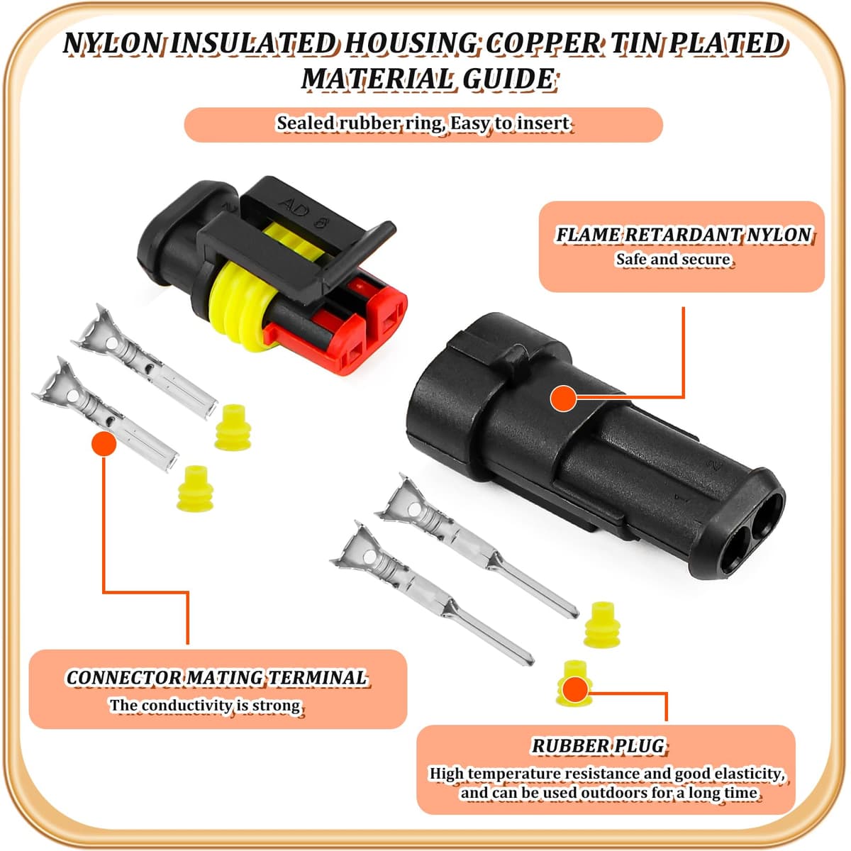 808 Pieces Waterproof Connector for Automotive, Electrical Connector Waterproof 1/2/3/4/5/6 Pins, Terminal Plug Connectors Sealed, Waterproof Car Connector for Motorcycle Scooter Car Boat — view 4