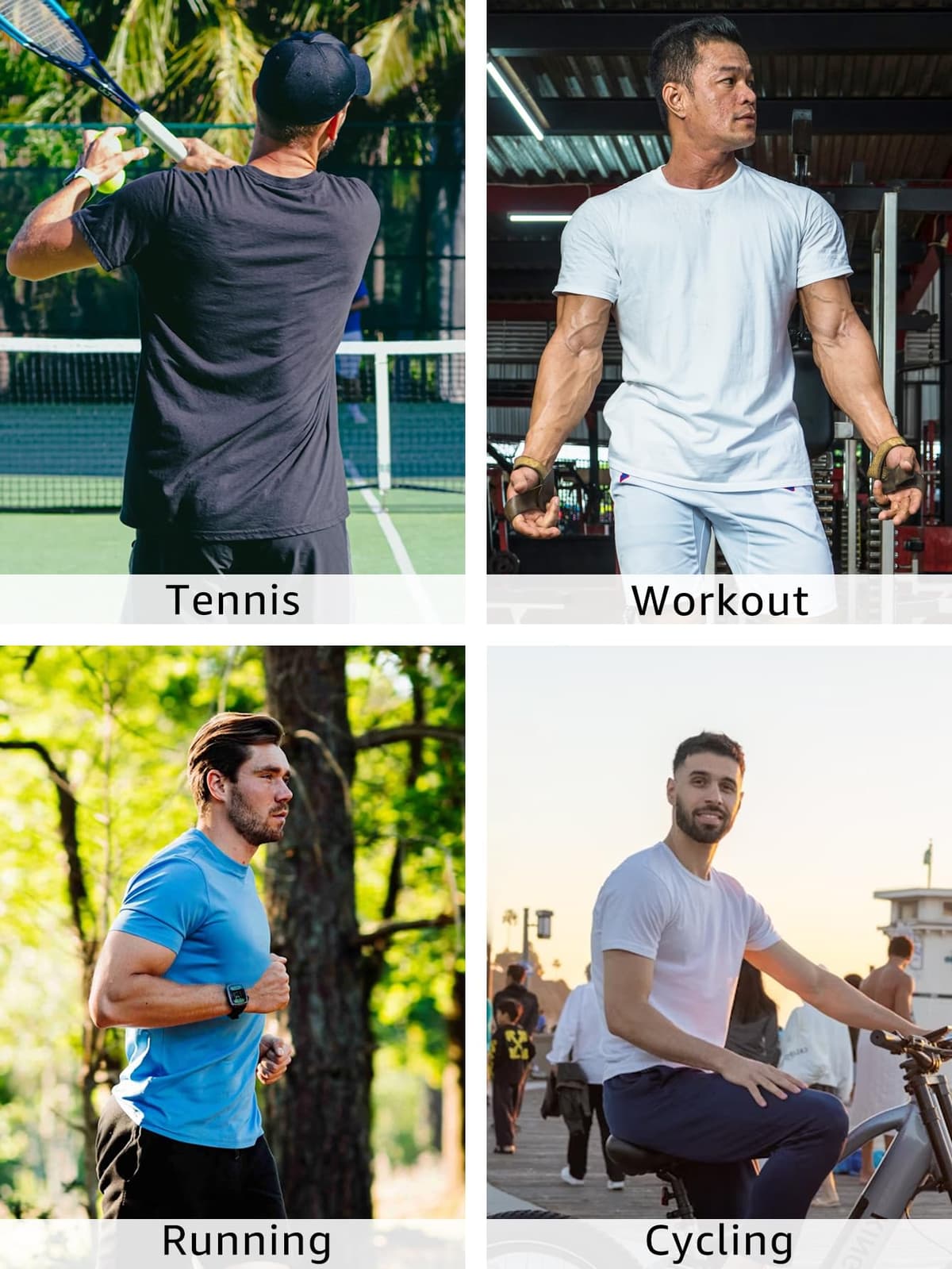 Paquete de 4 camisetas de manga corta para hombre, de secado rápido, cuello redondo, atlético, correr, gimnasio, entrenamiento, camiseta de manga corta