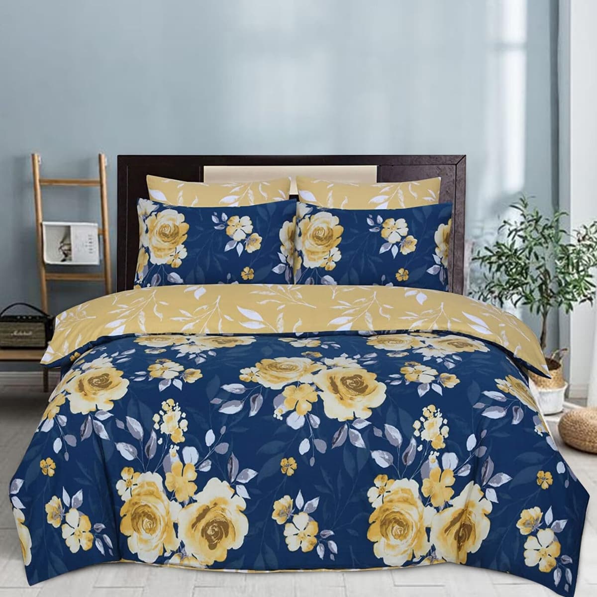 DTEX HOMES Double Duvet Set 100% Pure Cotton Reversible Printed Hotel Quality Duvet Cover Ultra Soft Easy Care double bedding Set Super Soft and Luxury Duvet Cover Sets (Balia Silver) — view 15