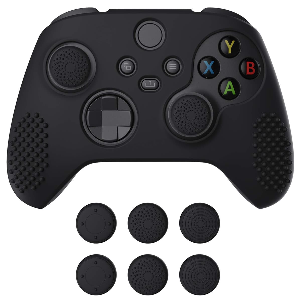 eXtremeRate PlayVital Funda de Silicona para Xbox Series X/S, Carcasa Antideslizante con 6 Thumb Grips, Protector Ergonómico, Accesorios para Xbox Series X/S - 3D Tachonado (Oscuro Gris Negro) — view 26