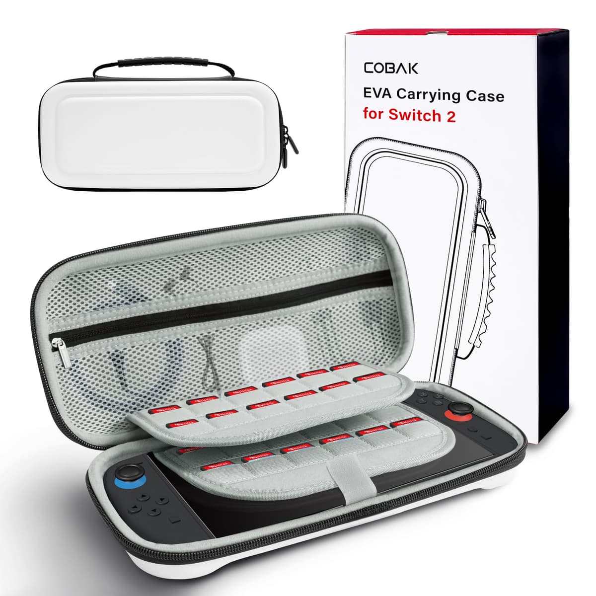 CoBak Funda Nintendo Switch 2 (2025) - Set 3en1: 2 Protectores Vidrio + 2 Gomas Palancas + Funda Rígida Portátil, Negro — view 14