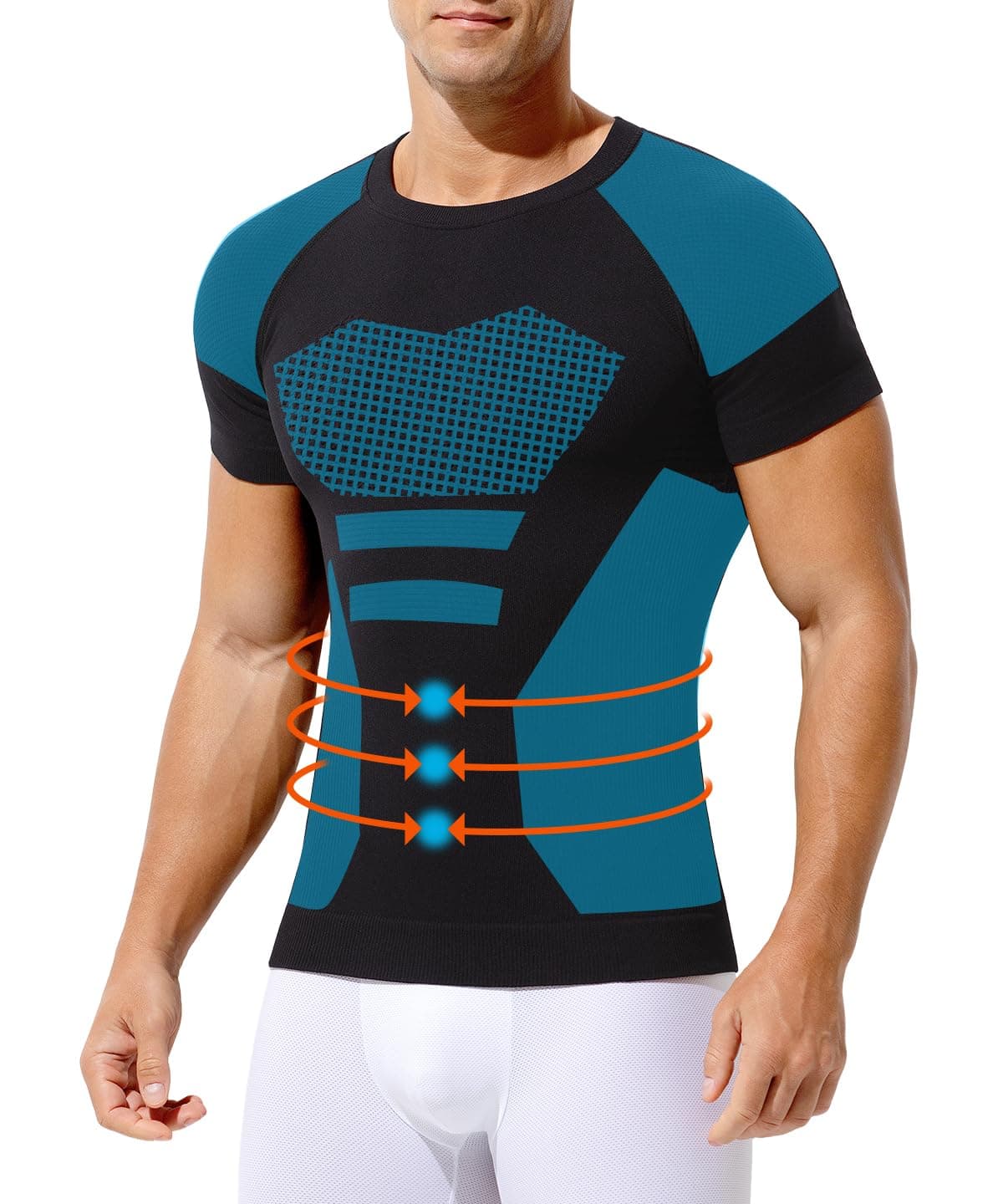 Casey Kevin Camiseta de Compresión Hombre Manga Corta, Hombre Reductora Compresion Elástica Ropa Interior Body Shaper para un Vientre más Plano
