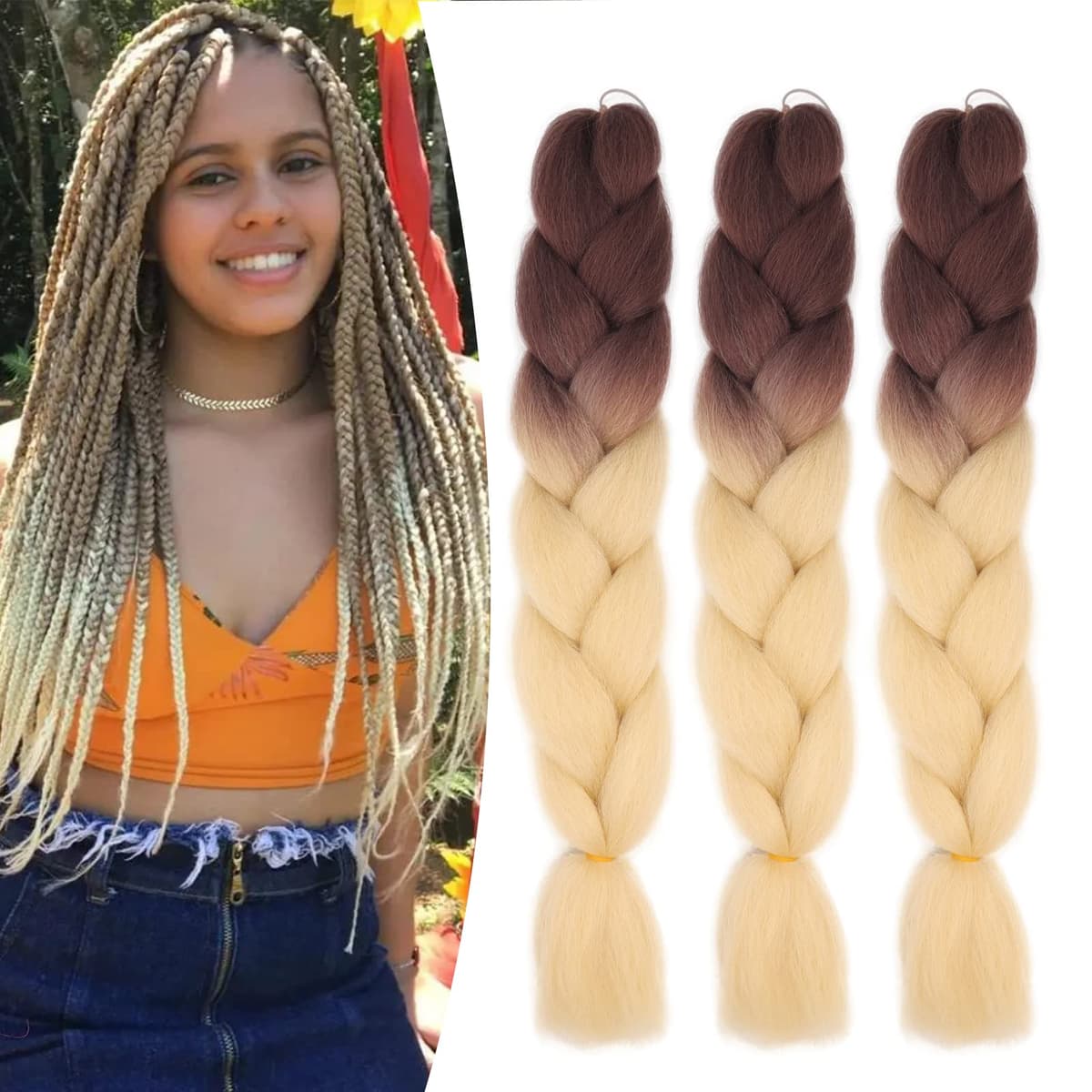 24" Braiding Hair Extension Jumbo Braids Synthetic 3bundles/pack Crochet Hair Afro Box Braid Heat Resistent (Dark Purple) — view 113