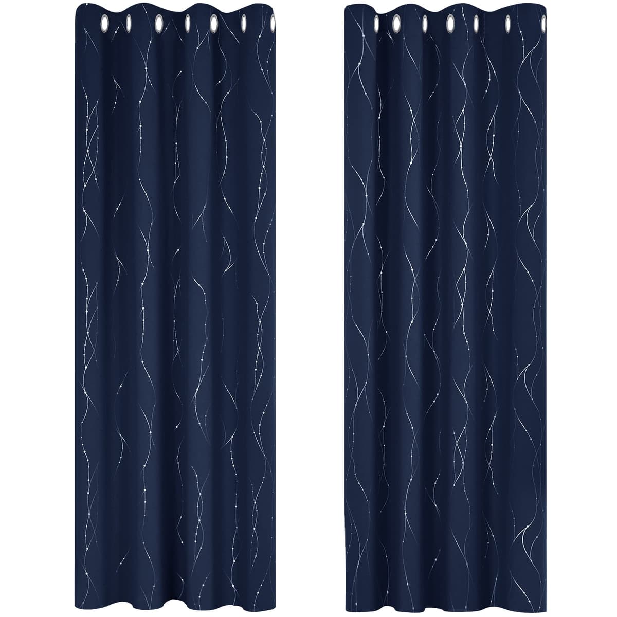 Deconovo Soft Dotted Line Foil Printed Blackout Curtains Thermal Insulated Curtains Eyelet Energy Efficiency Room Darkening Curtains for Bedroom 52 x 72 Inch Light Grey 2 Panels — view 58