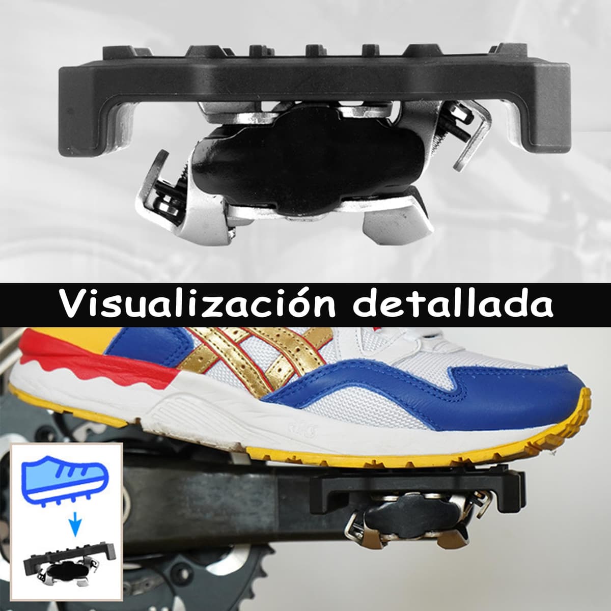 Adaptadores Plataforma Pedales Automáticos - Convertidor Compatible con Shimano SPD (M520 M540 M8000) - Base Nylon Antideslizante para Usar Zapatillas Normales - Negro, 1 Par — view 3