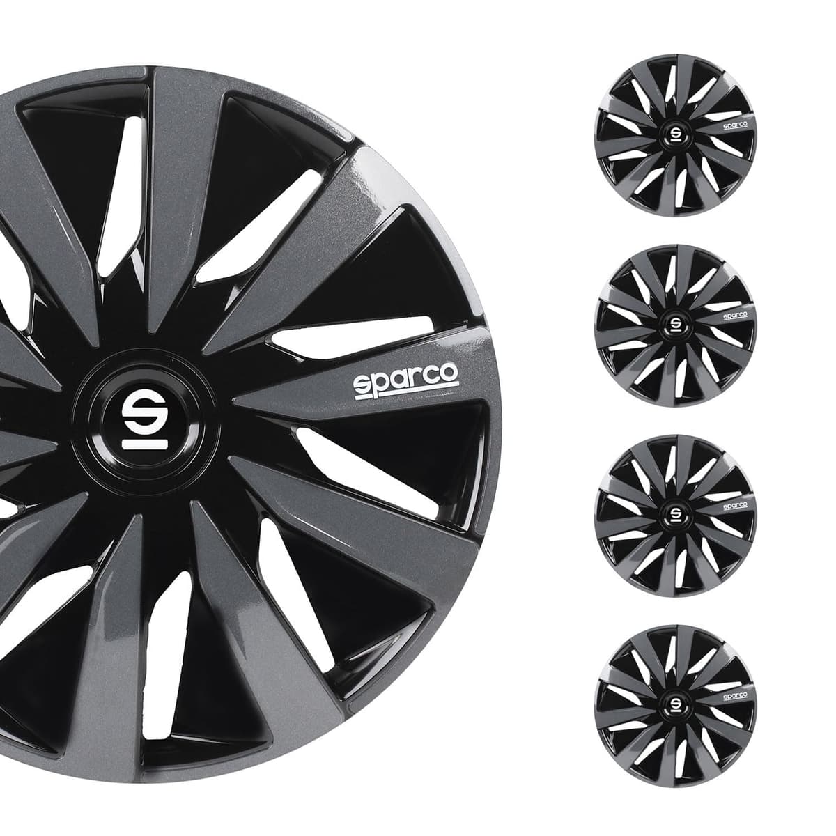 Sparco SPC1491BKSV Tapacubos Lazio, Negro/Plata, Set de 4, 14 pulgadas — view 22