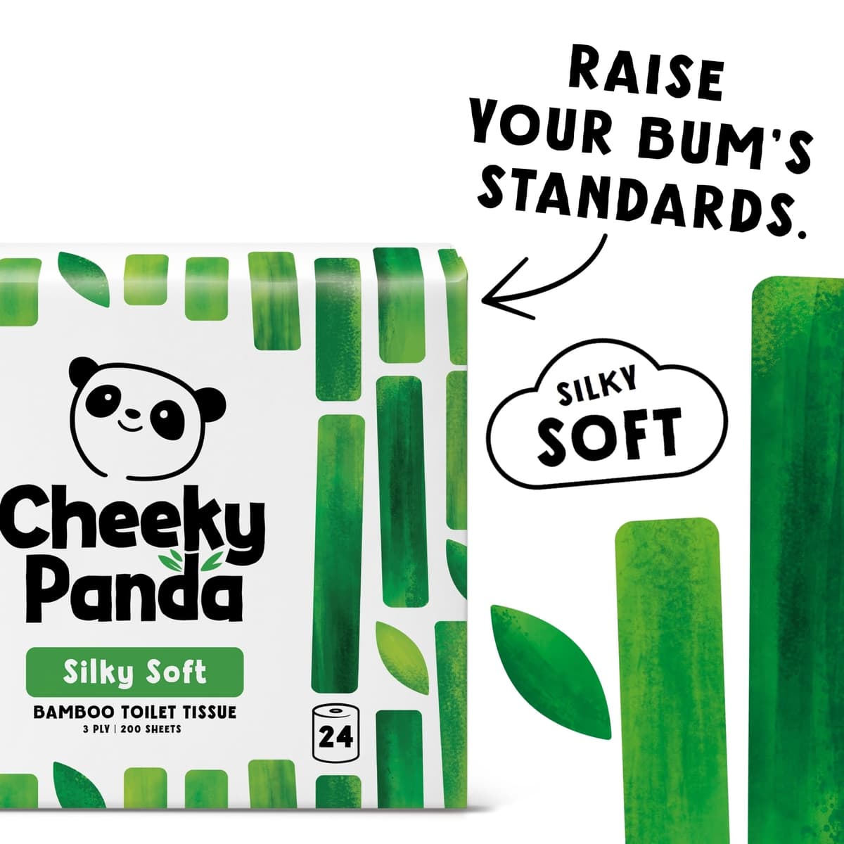 The Cheeky Panda Bamboo Toilet Rolls Bulk Buy – 24 Rolls of 3 Ply Toilet Paper | Plastic Free Packaging and Sustainable Tissue Paper | White — view 3