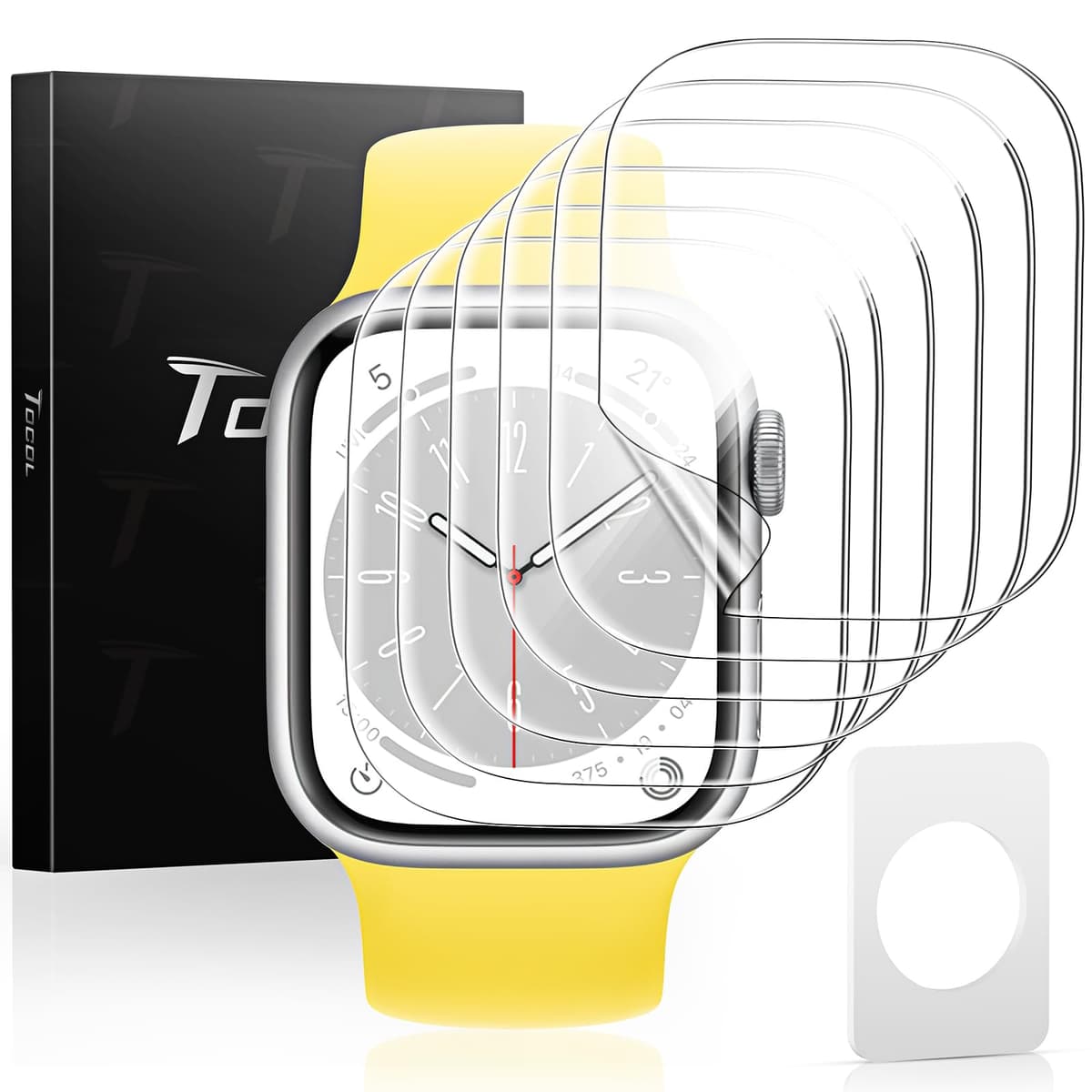 TOCOL [4 Pack Screen Protector for Apple Watch Ultra/Ultra 2(2023) 49mm, [10X Military-Grade Shockproof], Tempered Glass Screen Protector for iWatch Ultra 49mm, Anti-Scratch, High Definition, Clear — view 7