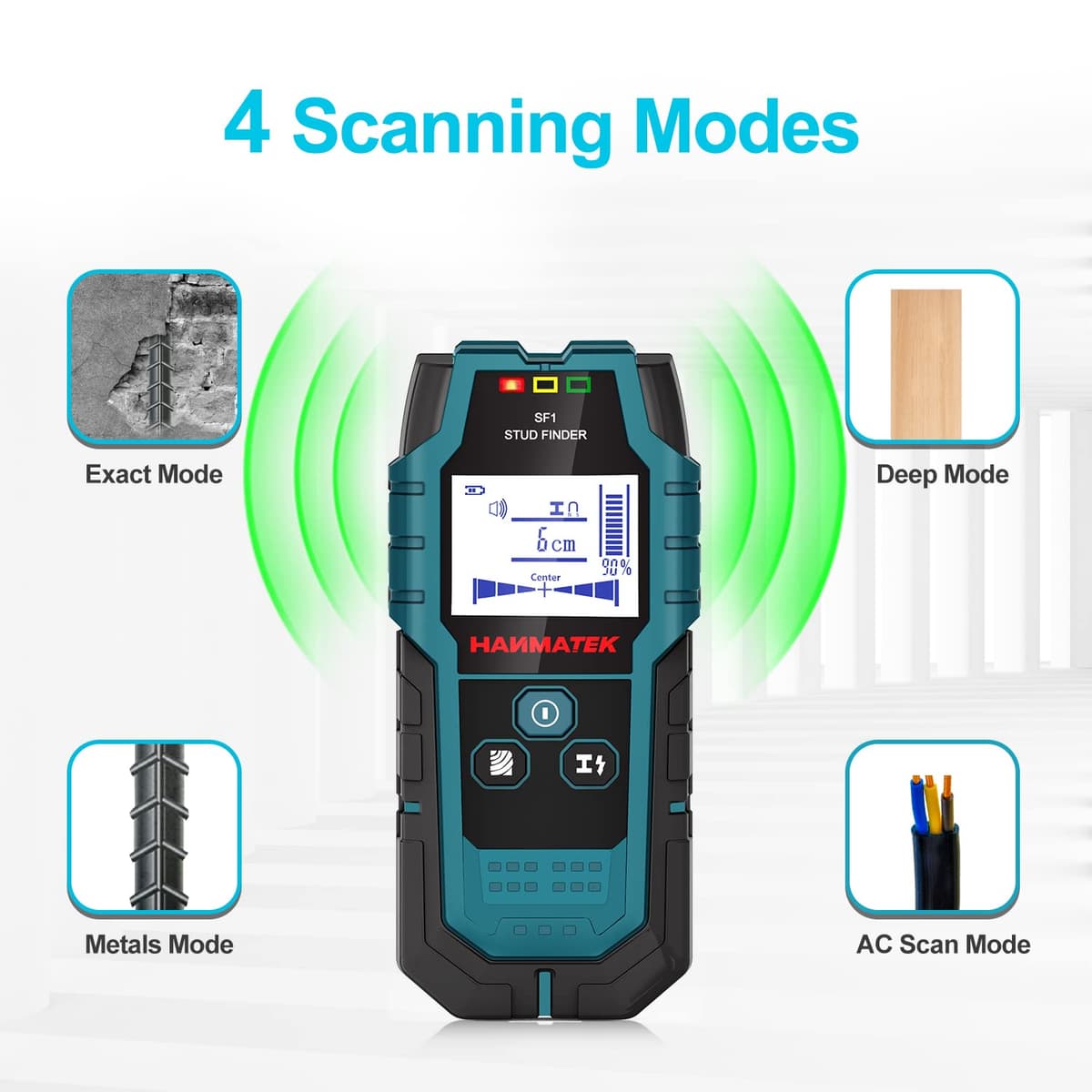 Detector, 4 in 1 Electronic Sensor, Wall Scanner, Metal Pipe Detector with LCD Display for Detecting Wood, Metal, Wires in the Wall and Magnetic or Non-Magnetic — view 7