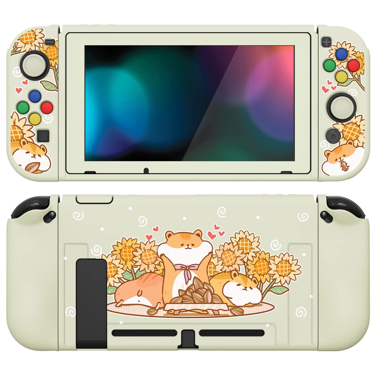 playvital ZealProtect Soft Protective Case for Nintendo Switch, Flexible Cover Protector for Switch with Screen Protector & Thumb Grip Caps & ABXY Direction Button Caps - Cherry Bunny & Cherry Bear — view 32