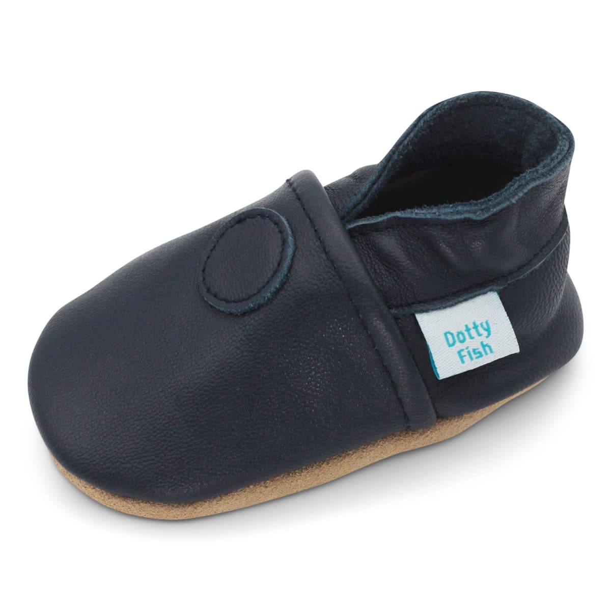 Dotty Fish Soft Sole Leather Baby & Toddler Shoes – Barefoot, Non-Slip, Lightweight & Flexible, Elasticated Ankles - Unisex Boys & Girls, UK Brand, Podiatry Approved