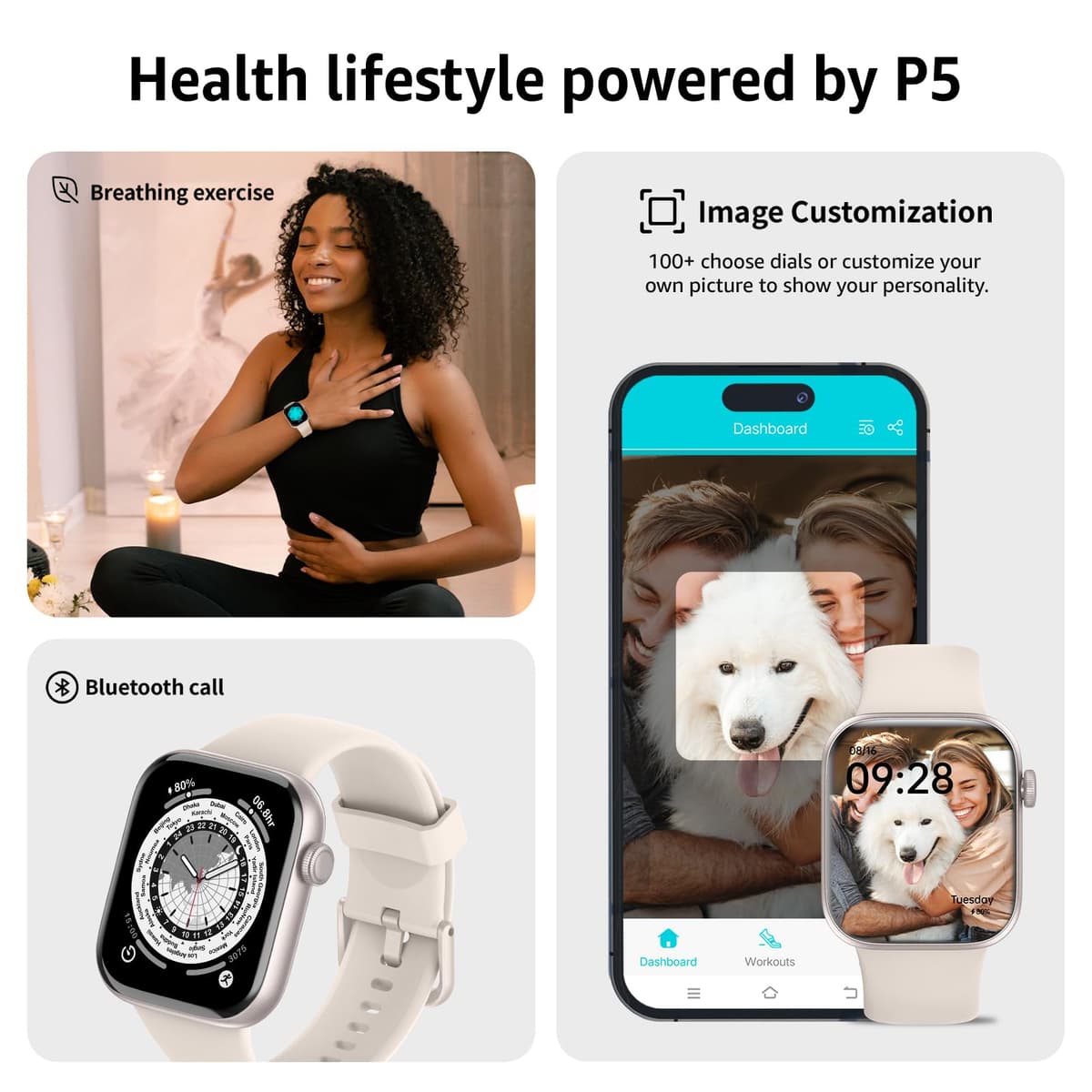 Smart Watch for Men Women Answer/Make Call, 1.85" Smartwatch, Fitness Watch with Heart Rate Blood Pressure Sleep Monitor, 140+Sports, IP68 Waterproof Step Counter Watch Compatible with Android IOS — view 5