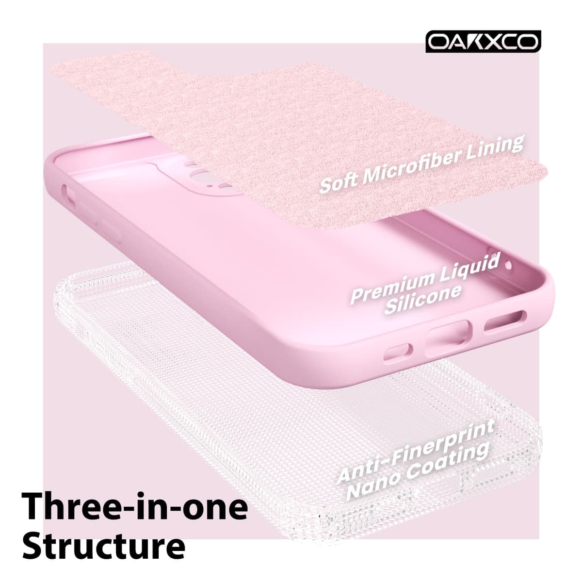 oakxco for iPhone 17 Pro Max Phone Case Liquid Silicone, Cute Thin Slim Grip Soft Rubber Gel for Women Men, Smooth Matte TPU Plain Solid Color Girly Simple Case with Camera Cover, Light Pink — view 1091