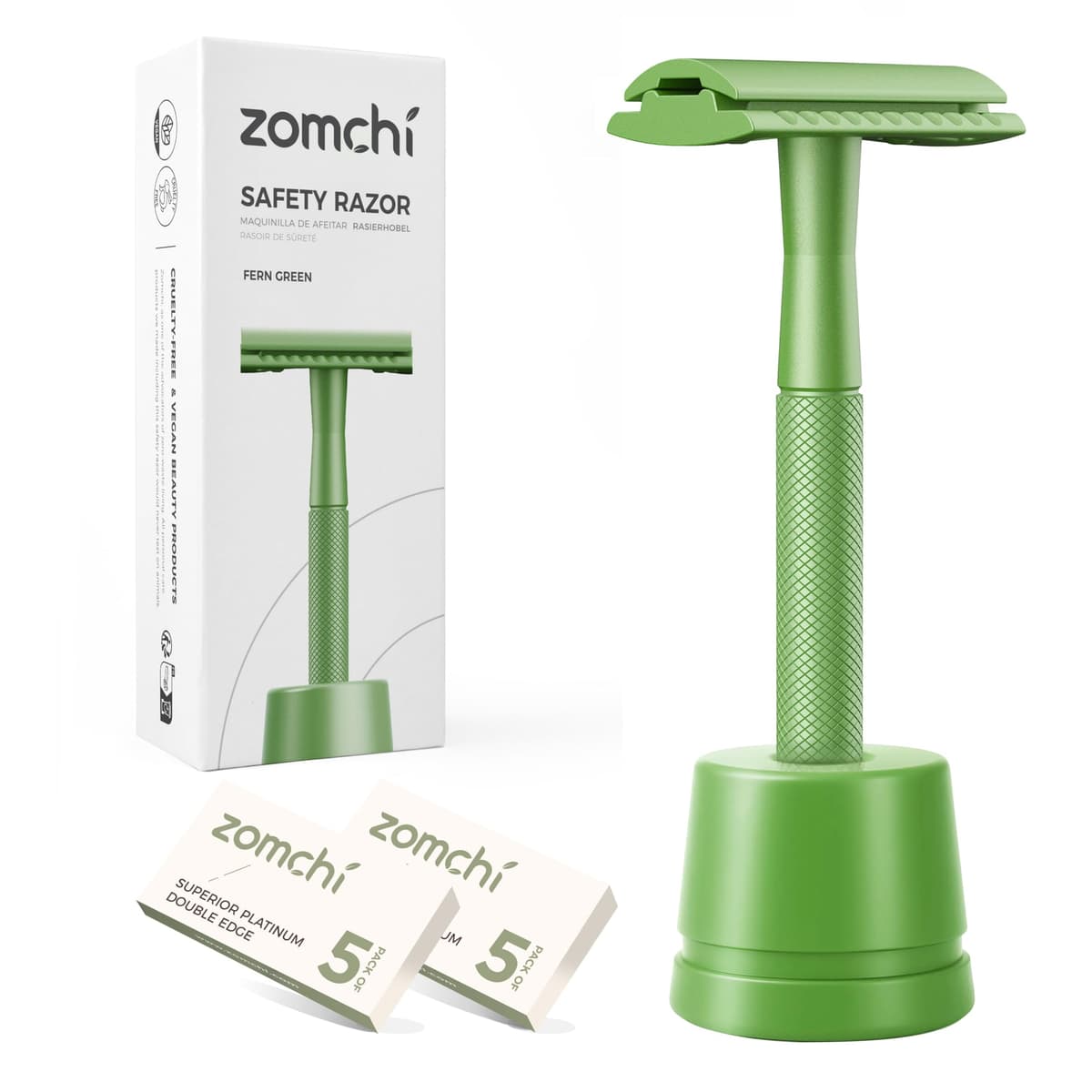 Maquinilla de afeitar de seguridad de doble filo con soporte en plata, maquinilla de afeitar clásica para hombre con 10 cuchillas, construcción de acero inoxidable duradera y duradera — view 12