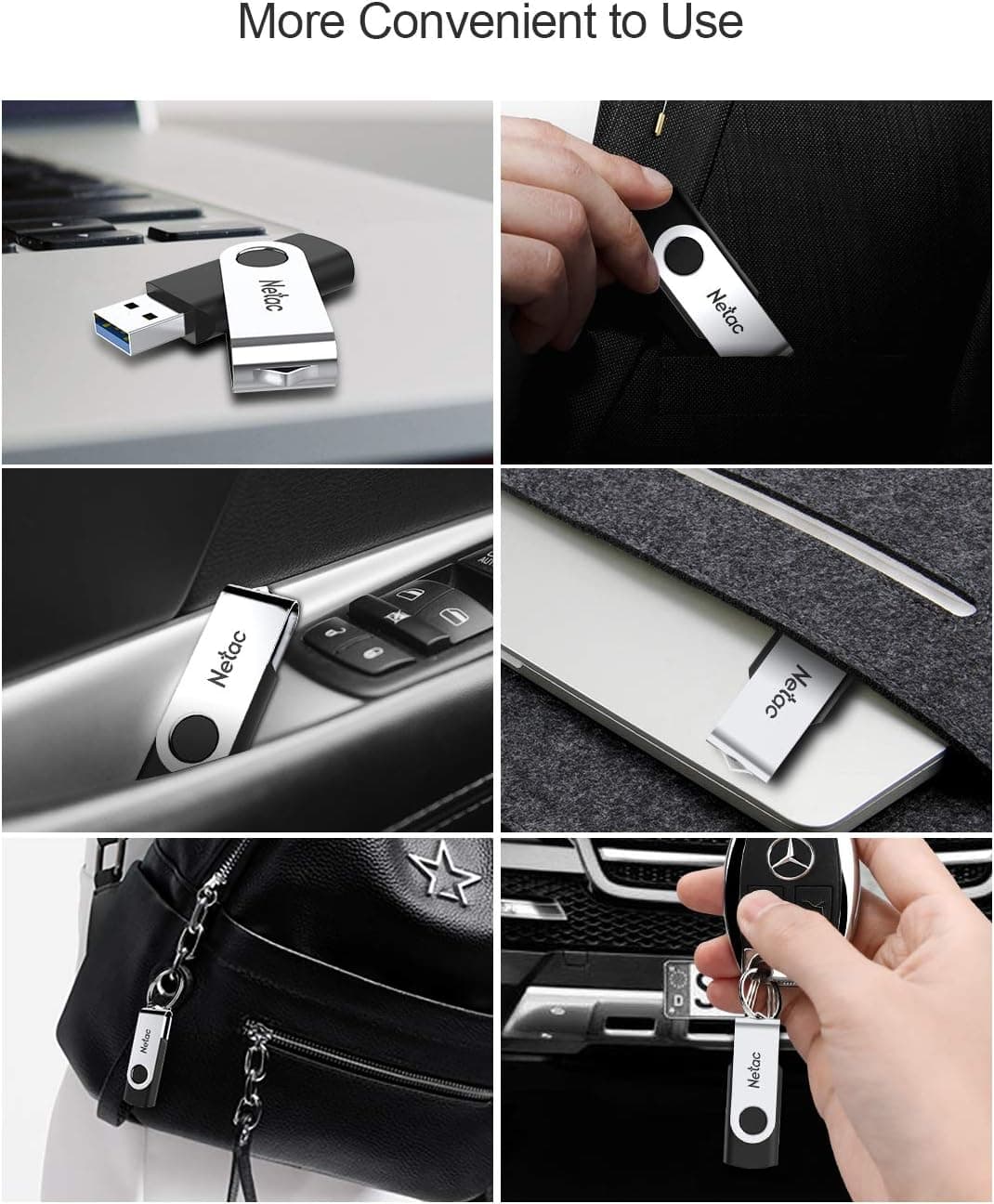 Netac 64GB USB 2.0 Flash Drive, Swivel Design Memory Sticks, Pen Drive, Usb Sticks for Data Storage, Zip Drive and jump Drive with LED Light — view 3