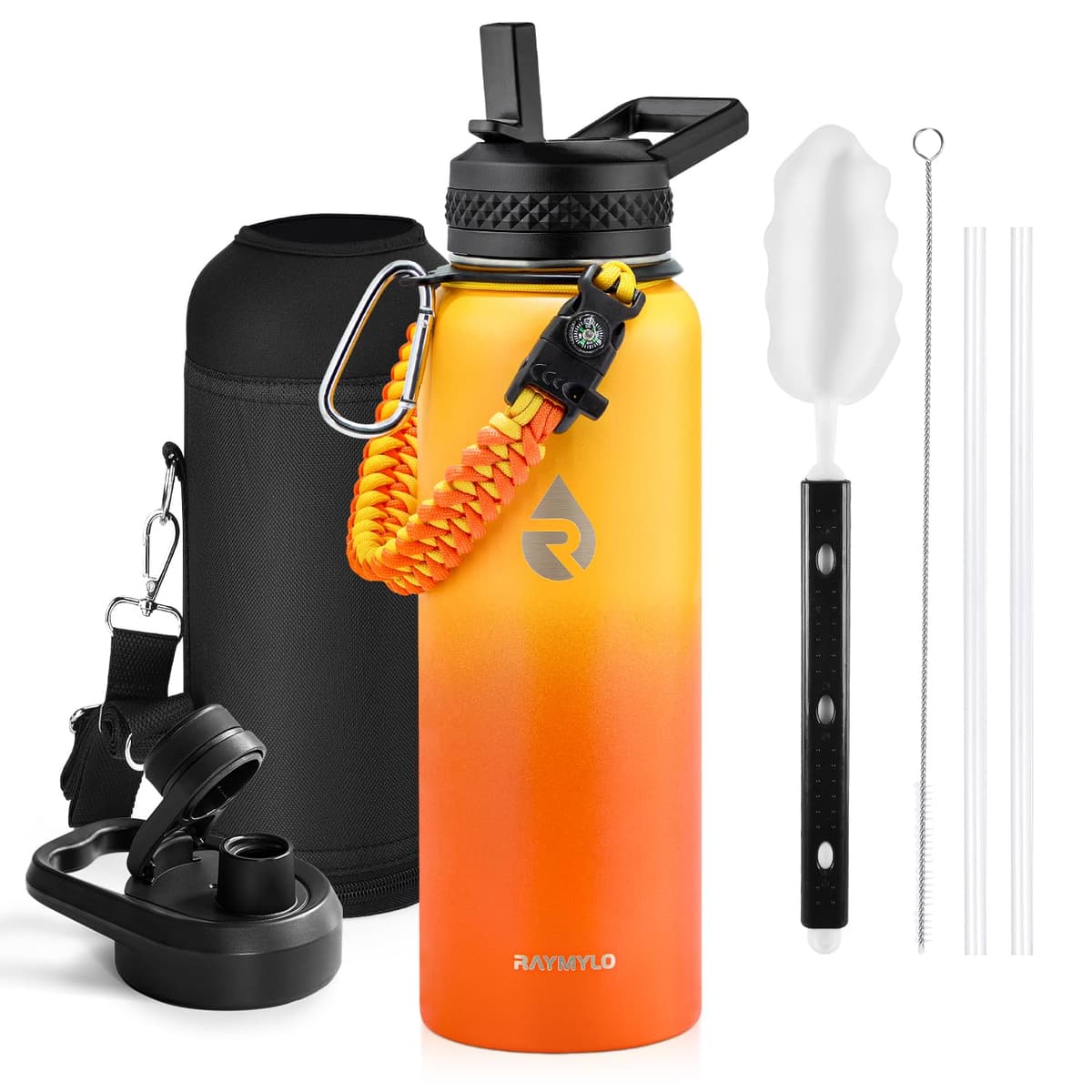 RAYMYLO One Gallon Water Bottle Insulated, Triple Walled Vacuum Stainless Steel (Cold for 48 Hrs), Leak Proof & Non-BPA, Large Water Flask Jug with Paracord Handle & Straw Spout Lids — view 97