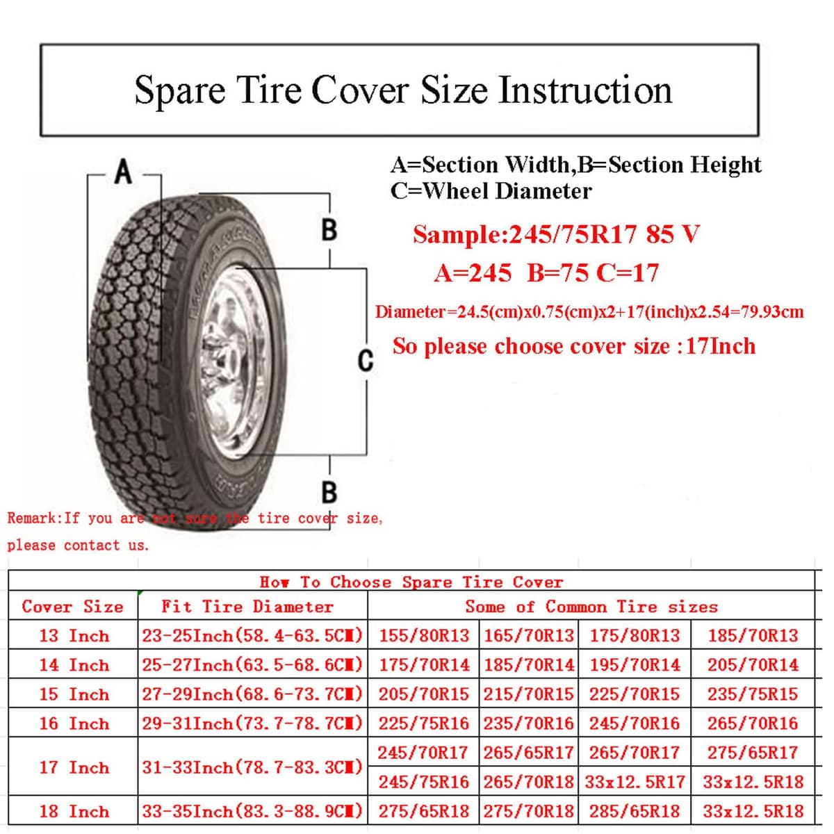 Comily Plus+ Spare Tyre Cover 14 Inch (Fits 175/70R14 185/70R14 195/70R14 205/70R14)-Thick Waterproof PVC + Elasticized Back Hem,Fits RV/Trailer/Camper, Black — view 3