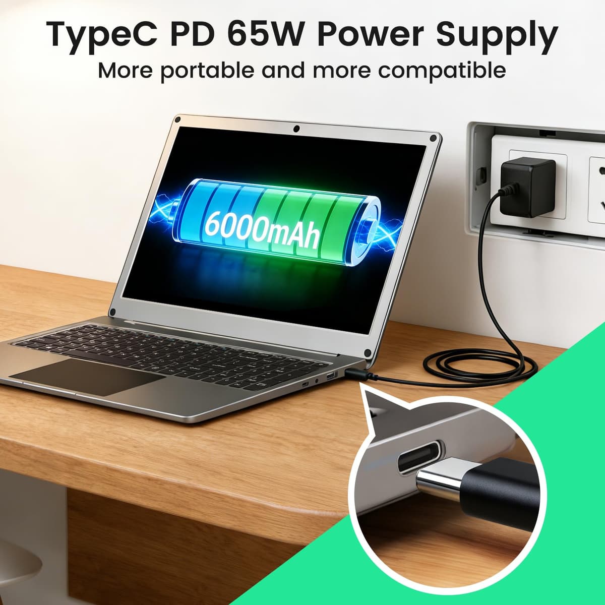 Portable Monitor with Keyboard, 15.6 Inch Lapdock Display with 6000mah Built-in Battery,CrowView Note 1080P FHD USB C Monitors Compatible with RPi5, PC, Phone, Mac, Game Console — view 5