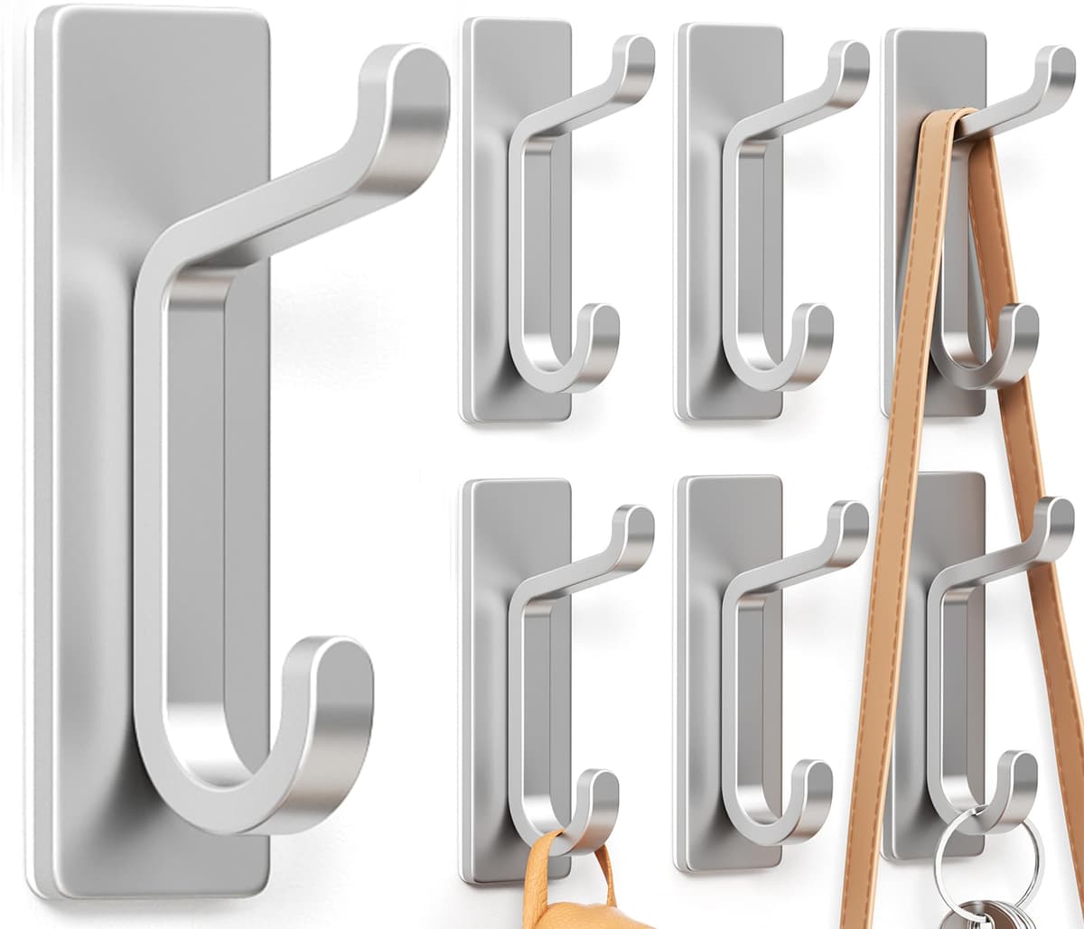 Self Adhesive Hooks, Extra Sticky and Strong, Hanging up to 6KG, Heavy Duty Stick on, No-Nail Hook for Back of Door, Black, 4 Pack — view 11