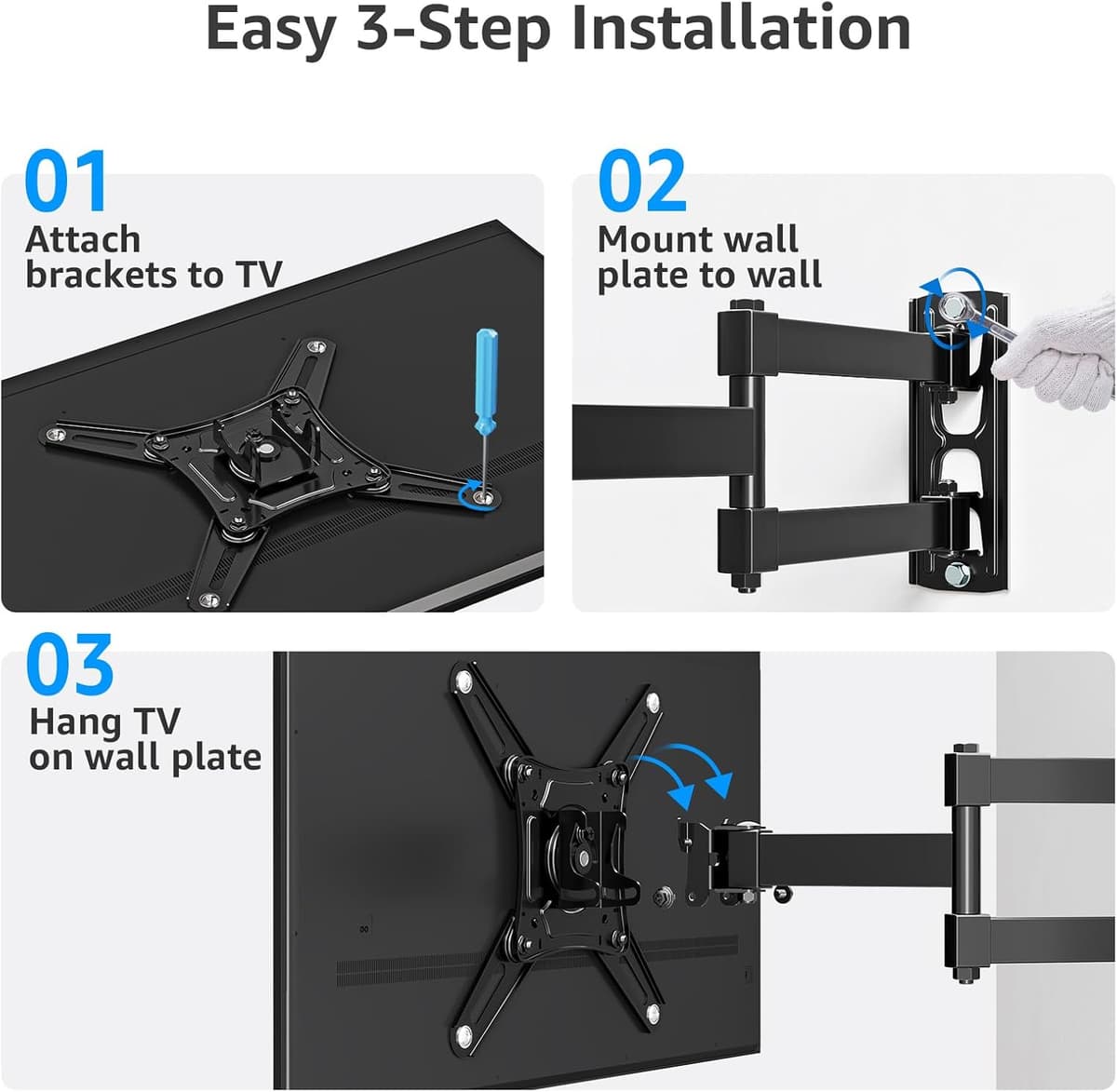 MOUNTUP TV Wall Bracket for Most 14-42 Inch LED, LCD, OLED Flat TVs & Monitors, Full Motion TV Mount with Tilt Swivel Extensi — view 8