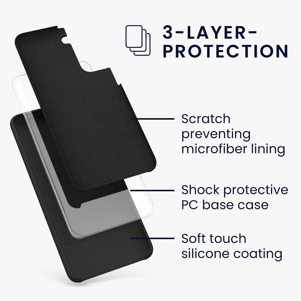 kwmobile Case for Samsung Galaxy S21 Case - Soft Cover - Shockproof Silicone - Wireless Charging Dark Grey — view 2