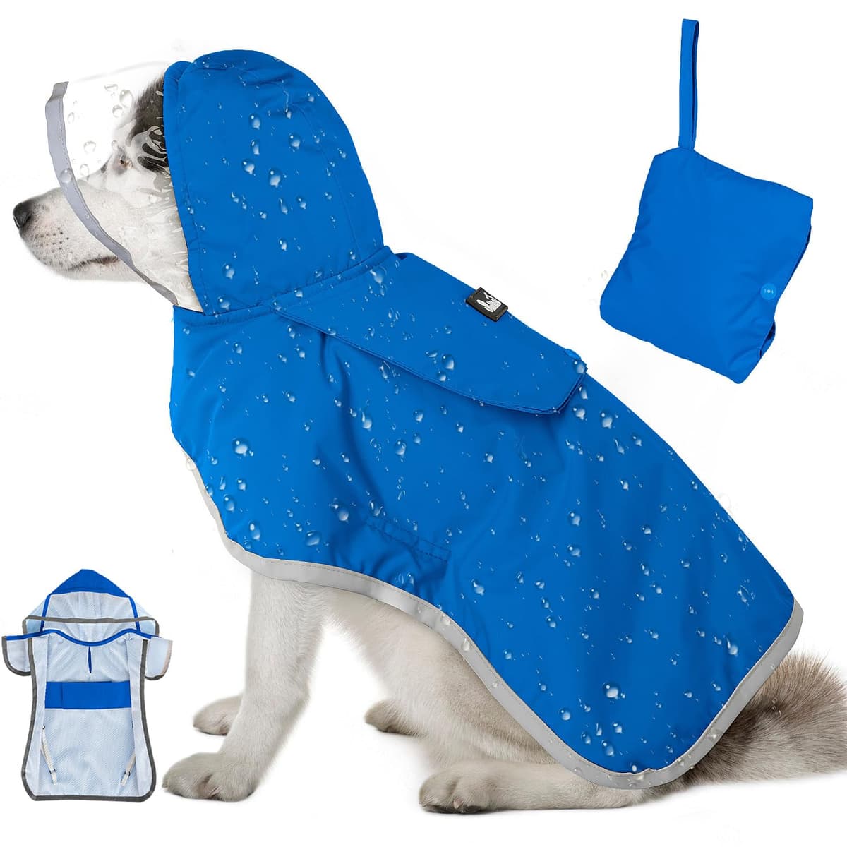 Lukovee Dog Raincoat, Adjustable Dog Rain Jacket with Clear Hooded Double Layer for Large Medium Small Dogs Puppies, Waterproof Rain Coat Poncho with Reflective Storage Pocket & Rim (Yellow,M) — view 10