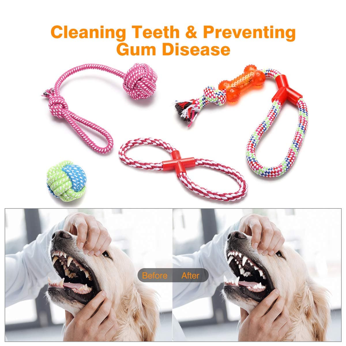 Wefine Puppy Chew Toys - 100% Natural Cotton Rope for Small & Medium Dogs (10 PCS) — view 3