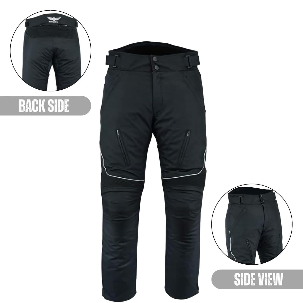 Sterling Sports®Men Textile Waterproof Motorbike Motorcycle Thermal Armoured Trousers Cargo Pant Black Cameo Grey Green — view 2