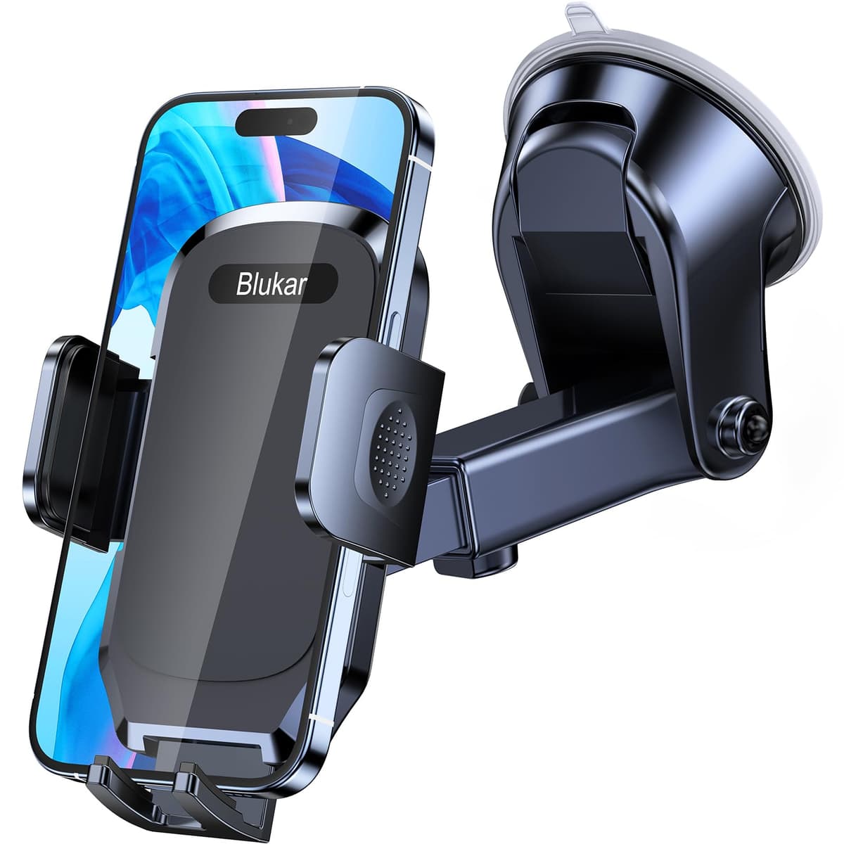 Blukar Car Phone Holder, Adjustable Car Phone Mount Cradle 360° Rotation - Upgraded Strong Sticky Gel Pad for Dashboard/Windscreen - One Button Release Mobile Accessories for All 4.0''-6.7'' Phones