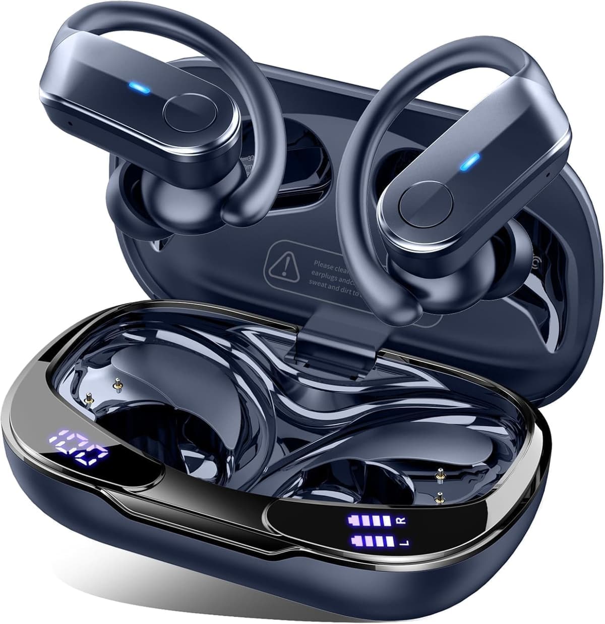 Wireless Earbuds Sports, 2026 Bluetooth 5.4 Headphones with 70H Deep Bass Over Ear Buds, IPX8 Waterproof ENC Noise Cancelling Earphones, Running Headphones with Earhooks, USB-C Headset for Workout/Gym — view 8