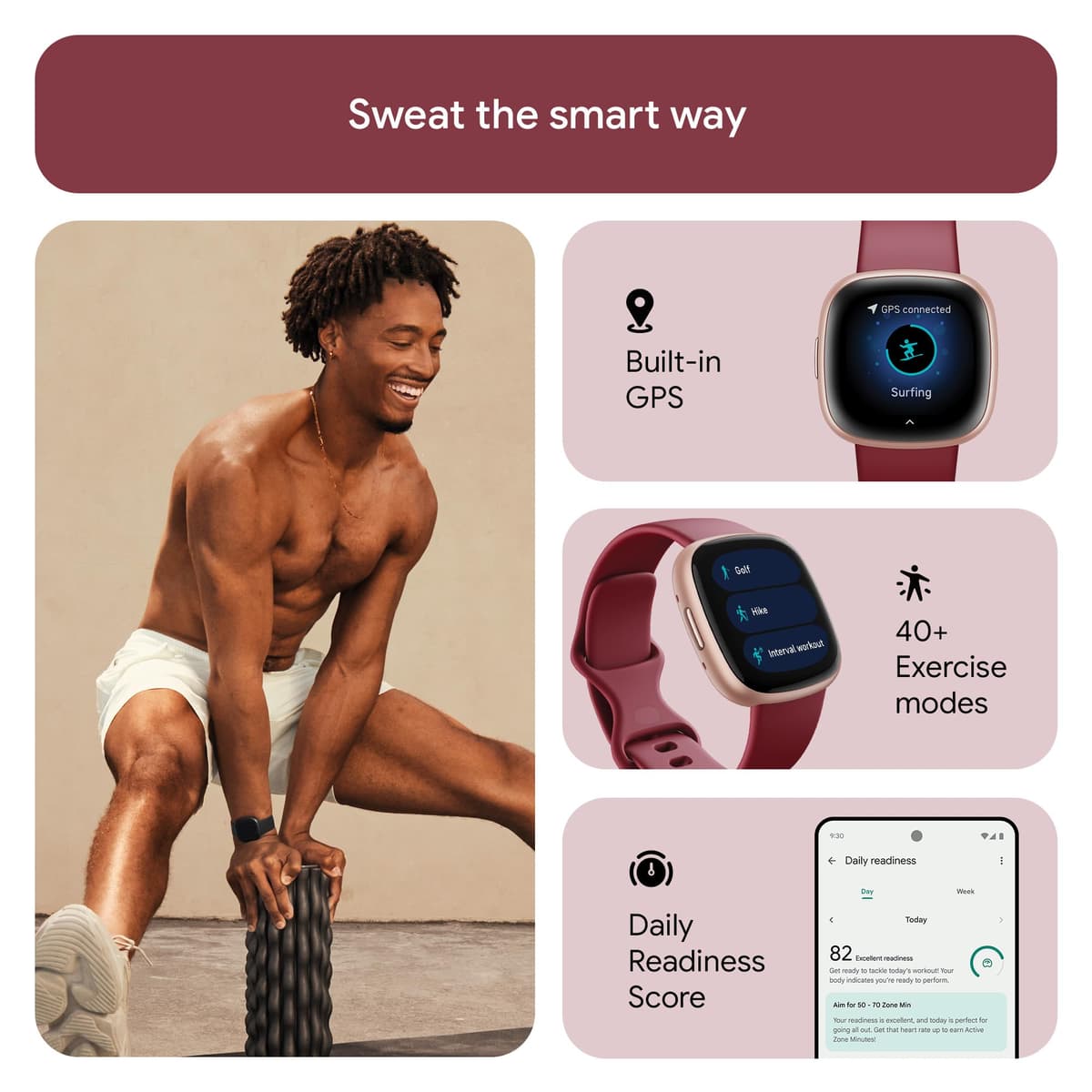 Google Fitbit Versa 4 Fitness Smartwatch with built-in GPS and up to 6 days battery life - compatible with iOS 15 or higher & Android OS 9.0 or higher — view 3