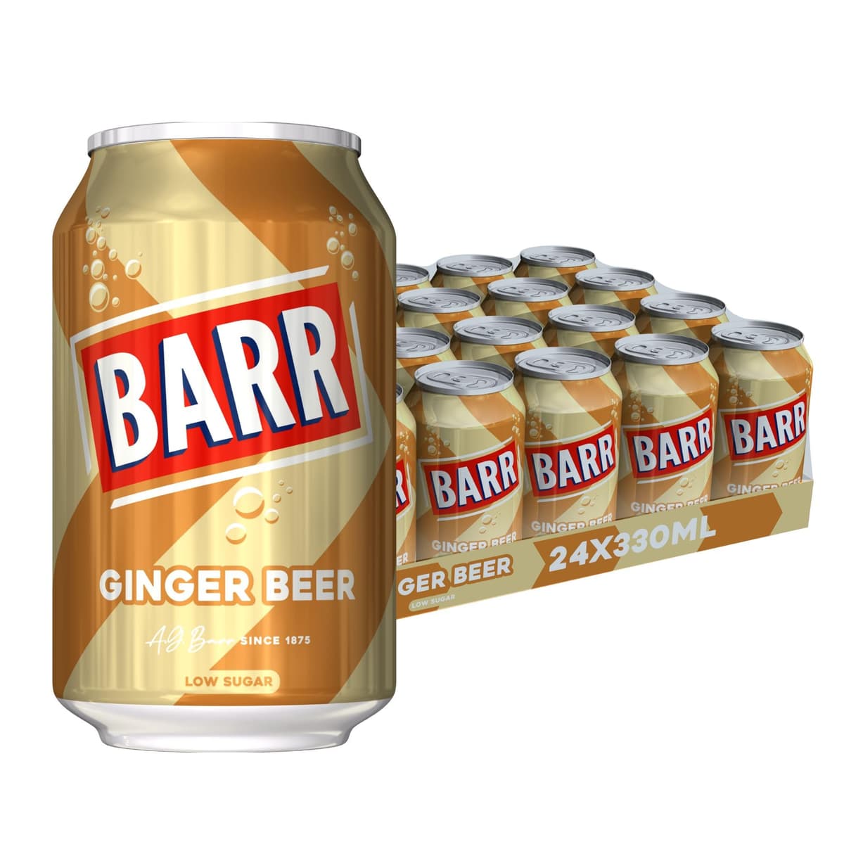 BARR 24 Pack American Cream Soda, Zero No Sugar Sparkling Soft Drink with a Creamy Taste of American Cream Soda Fizzy Pop, 24 x 330ml Cans — view 9