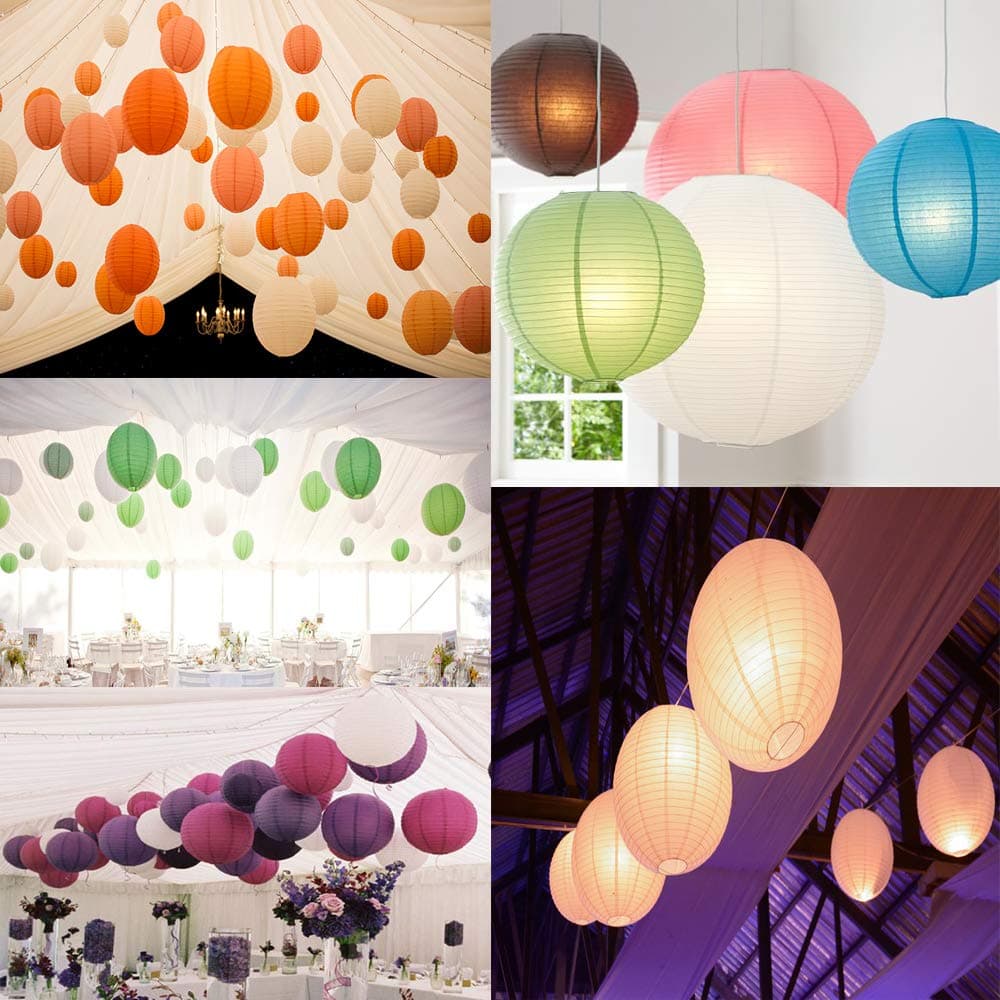 Time to Sparkle Tissue Paper Round Lanterns LampShade Lamp Shade Wedding Birthday Party Decoration | Light Purple, 8"(20cm) | — view 4
