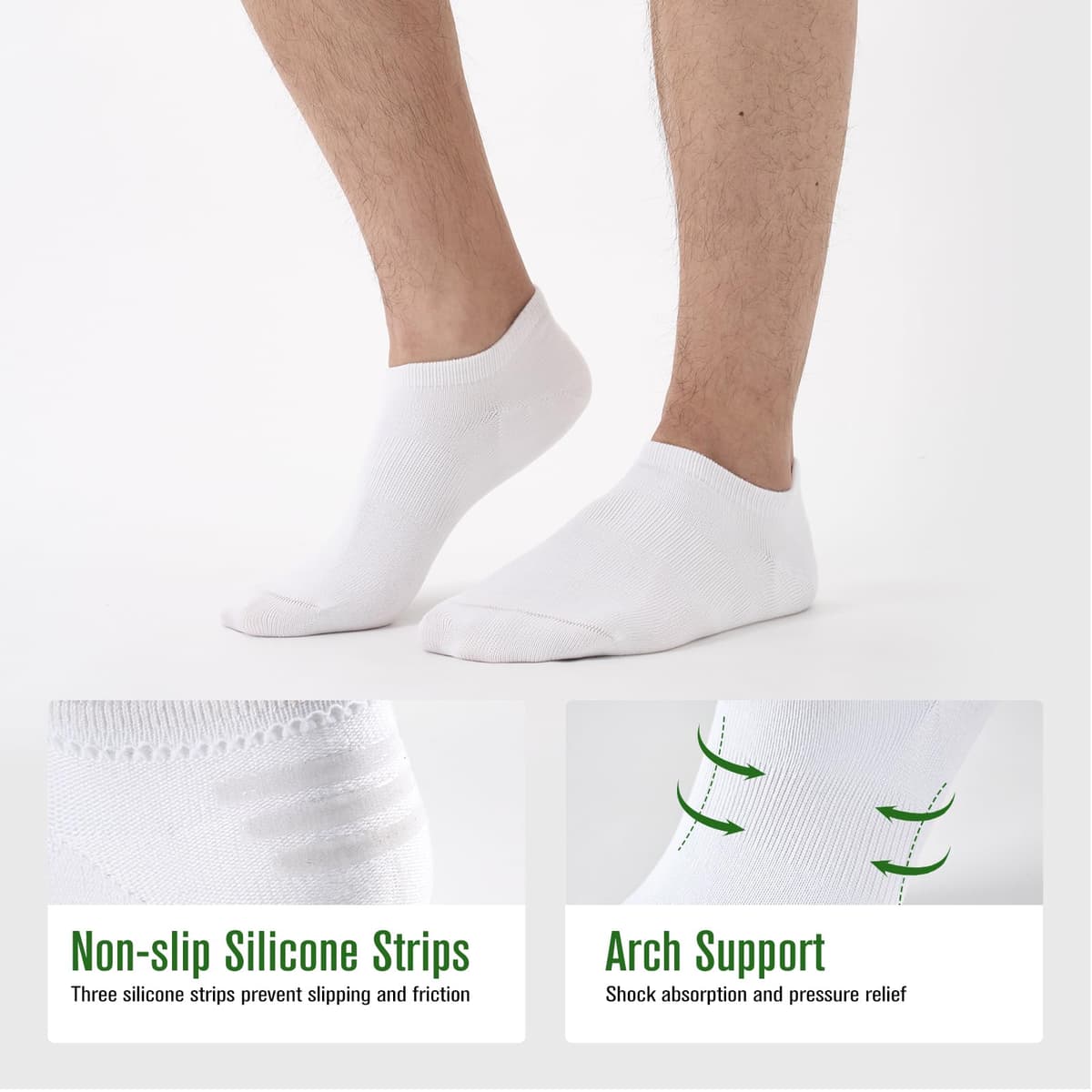 Niorasen Calcetines Invisibles Hombre y Mujer de Bambú 6 Pares, Pinkies Unisex Transpirables con Silicona Antideslizante, Calcetines Bajos para Zapatillas y Mocasines, Talla 35-50 — view 5