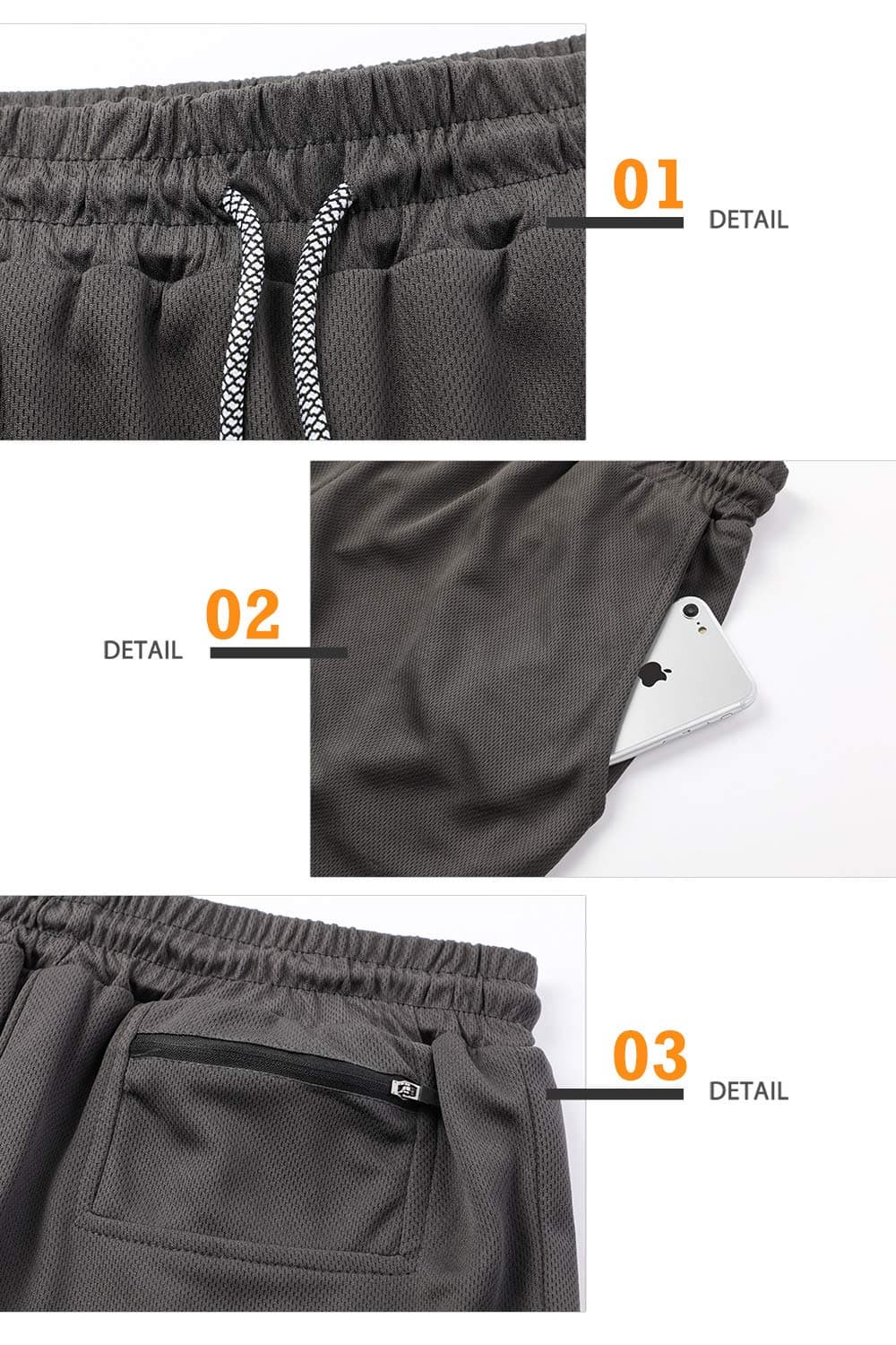 Superora Mens Running Gym 2 in 1 Sports Shorts Breathable Outdoor Workout Training Shorts with Pockets — view 5